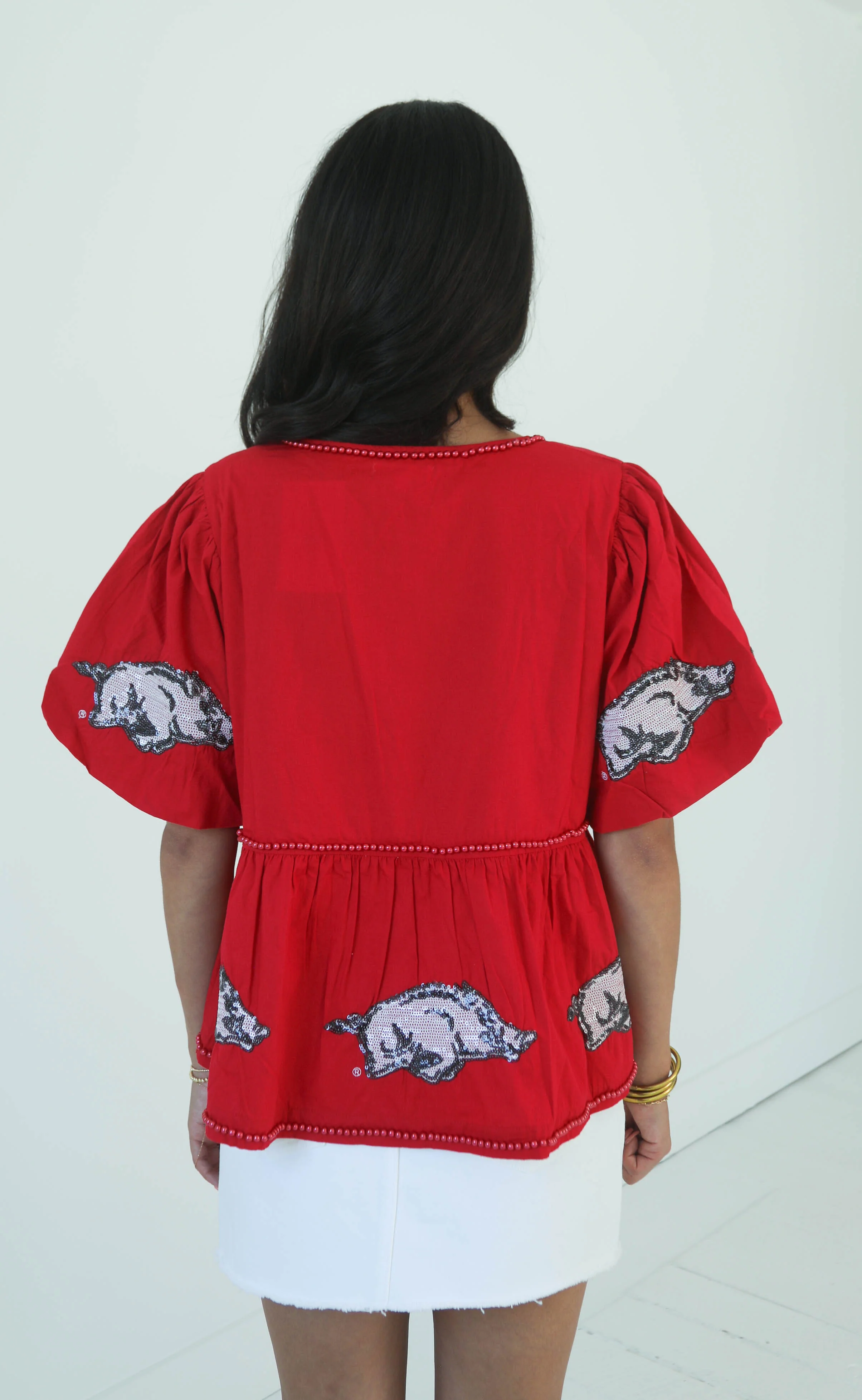 arkansas razorbacks peplum sequins top - Image 4