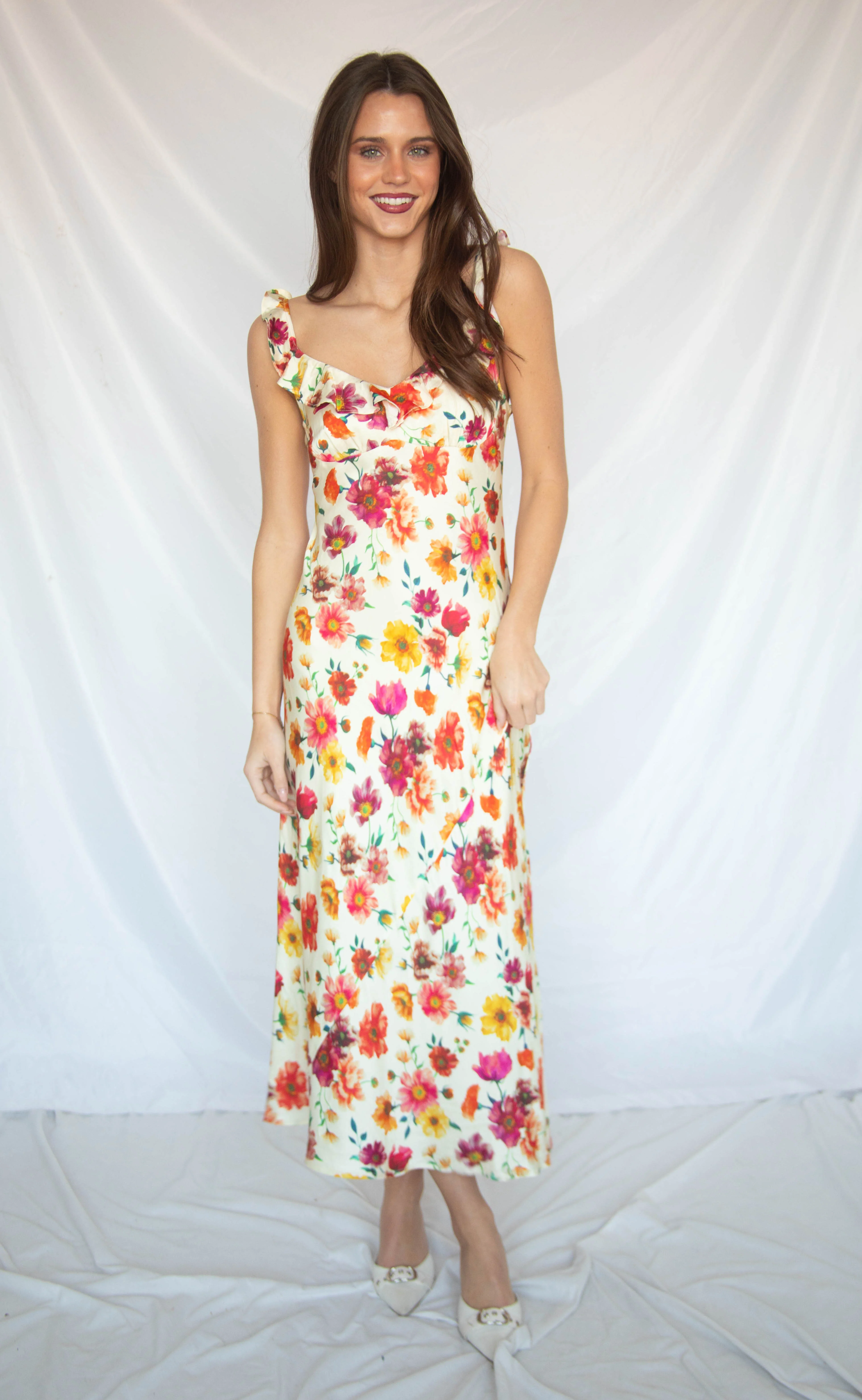 astr: zoie dress - cream multi floral