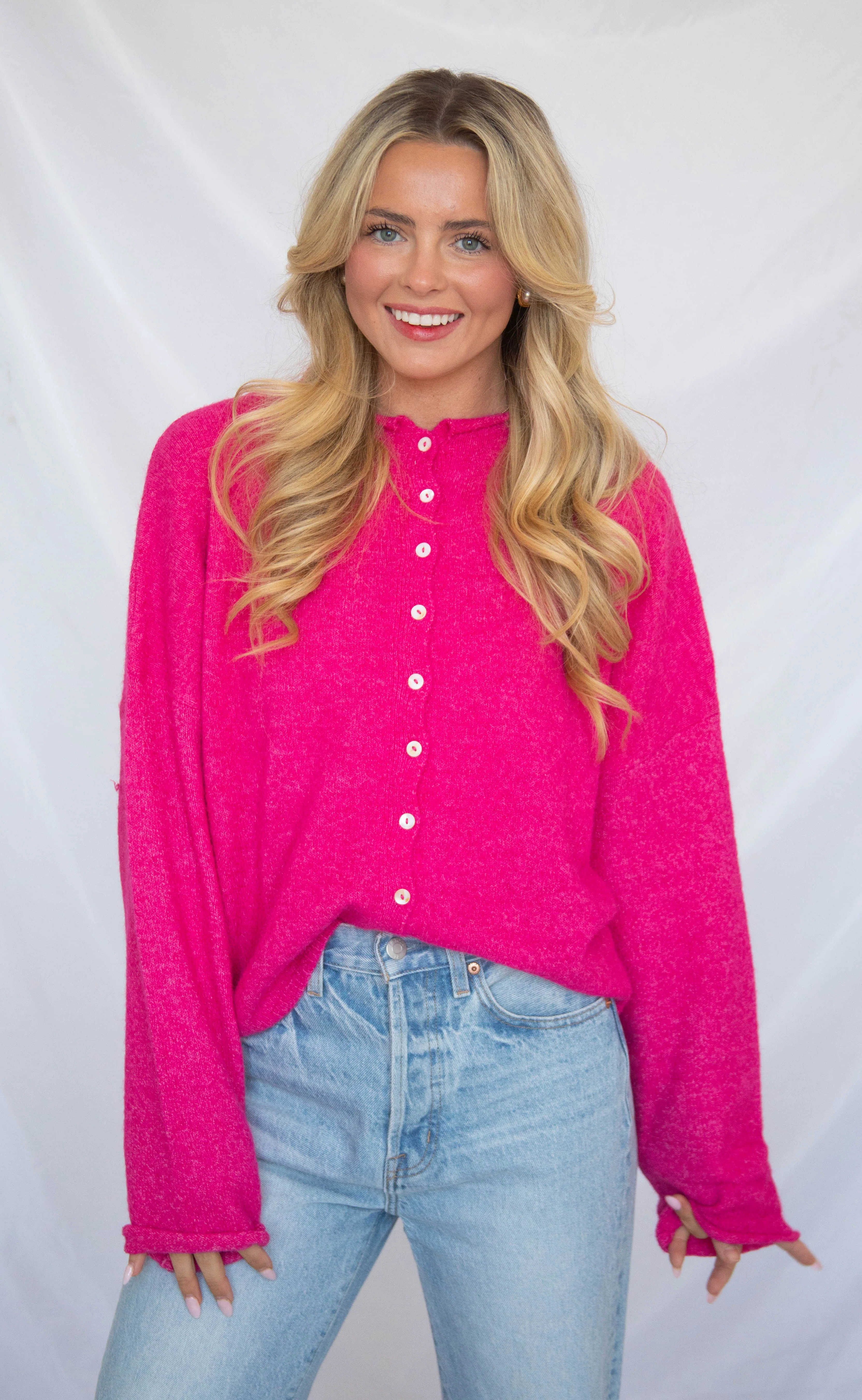 beat of your heart cardigan - fuchsia