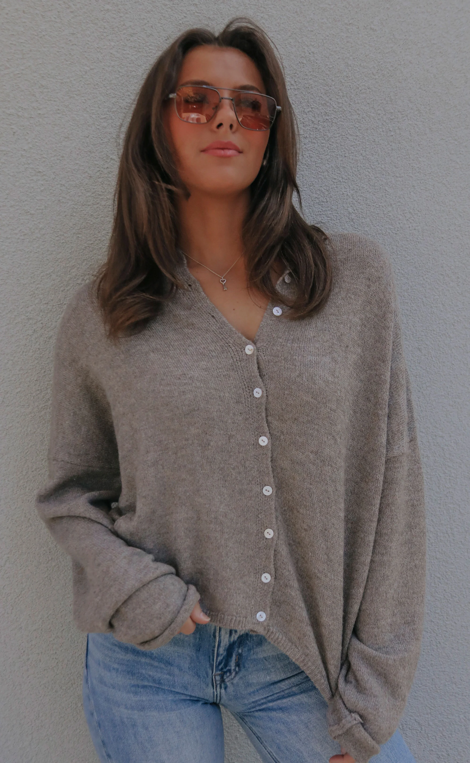 beat of your heart cardigan - mocha