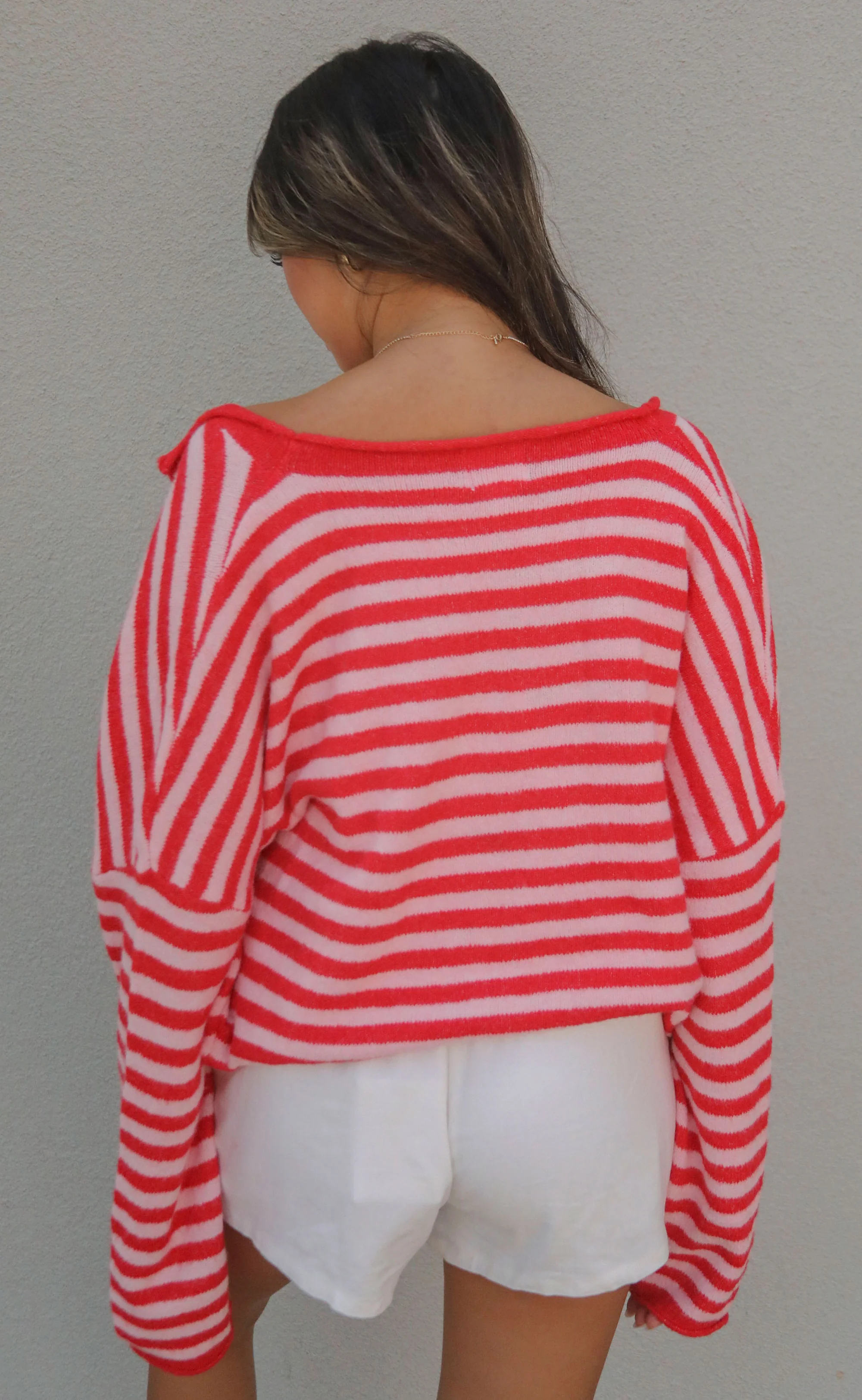 beat of your heart cardigan - red/pink stripe - Image 3