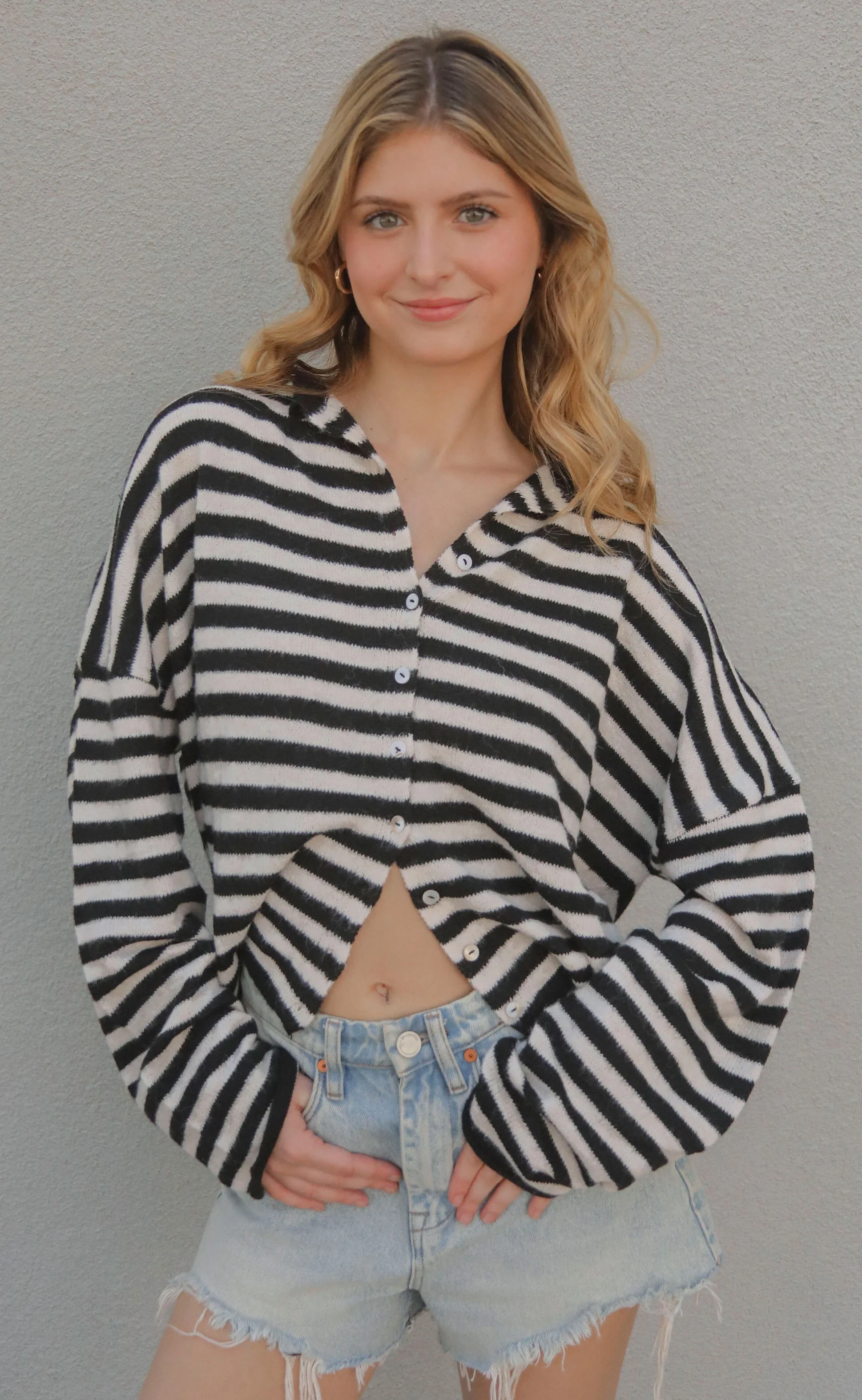 beat of your heart cardigan - stripe