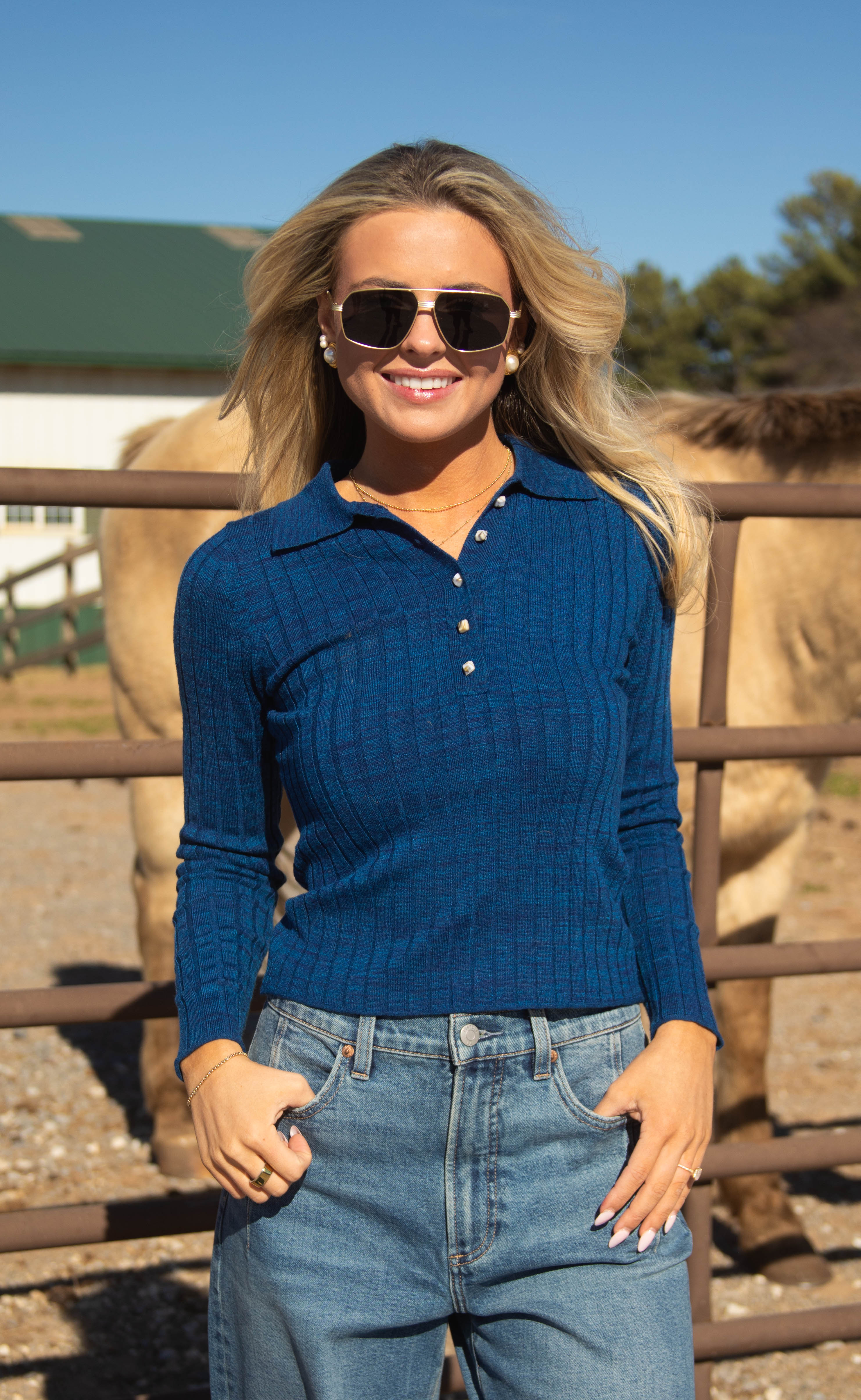burning blue ribbed top - Image 2