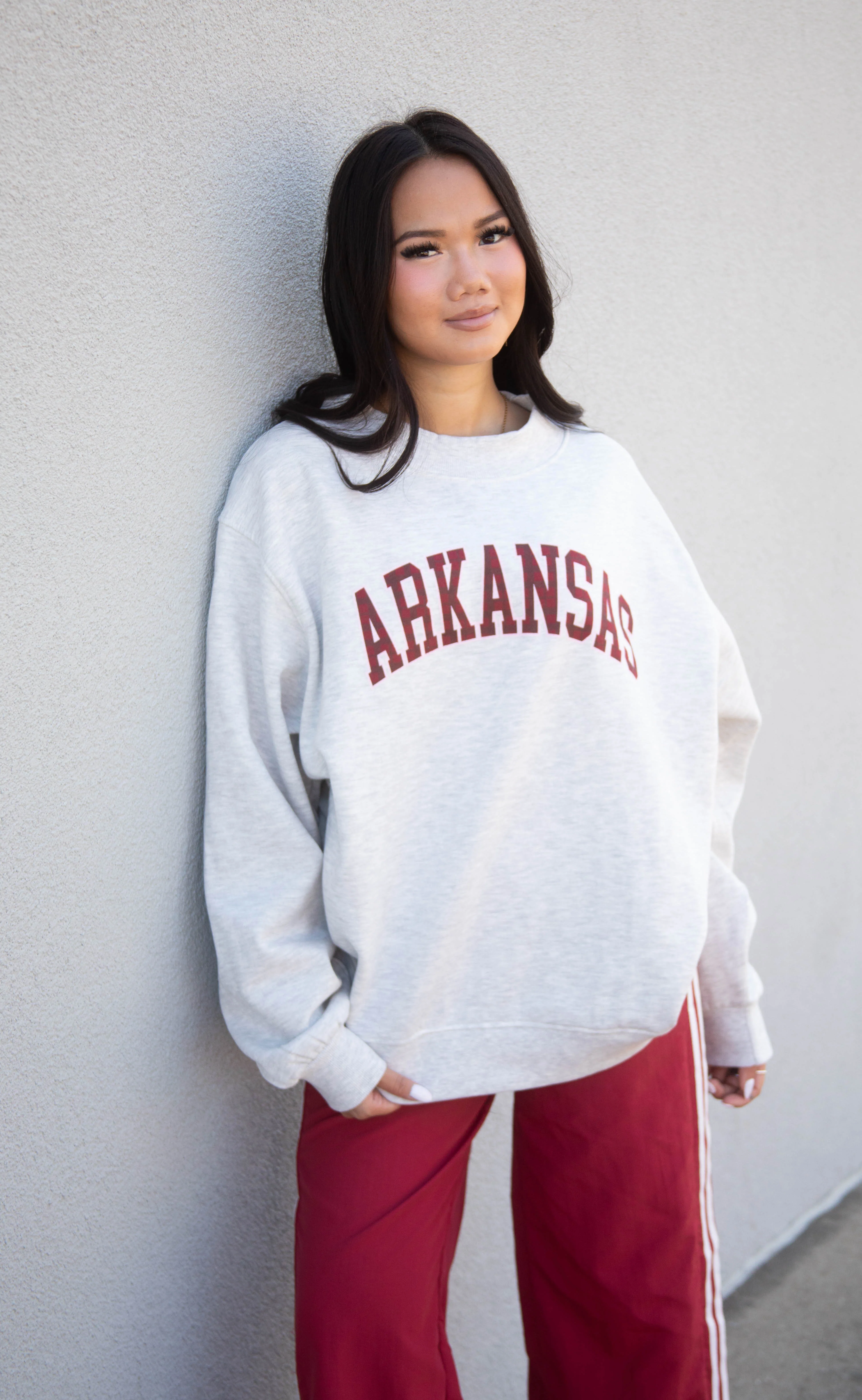 charlie southern: arkansas mock neck - red plaid
