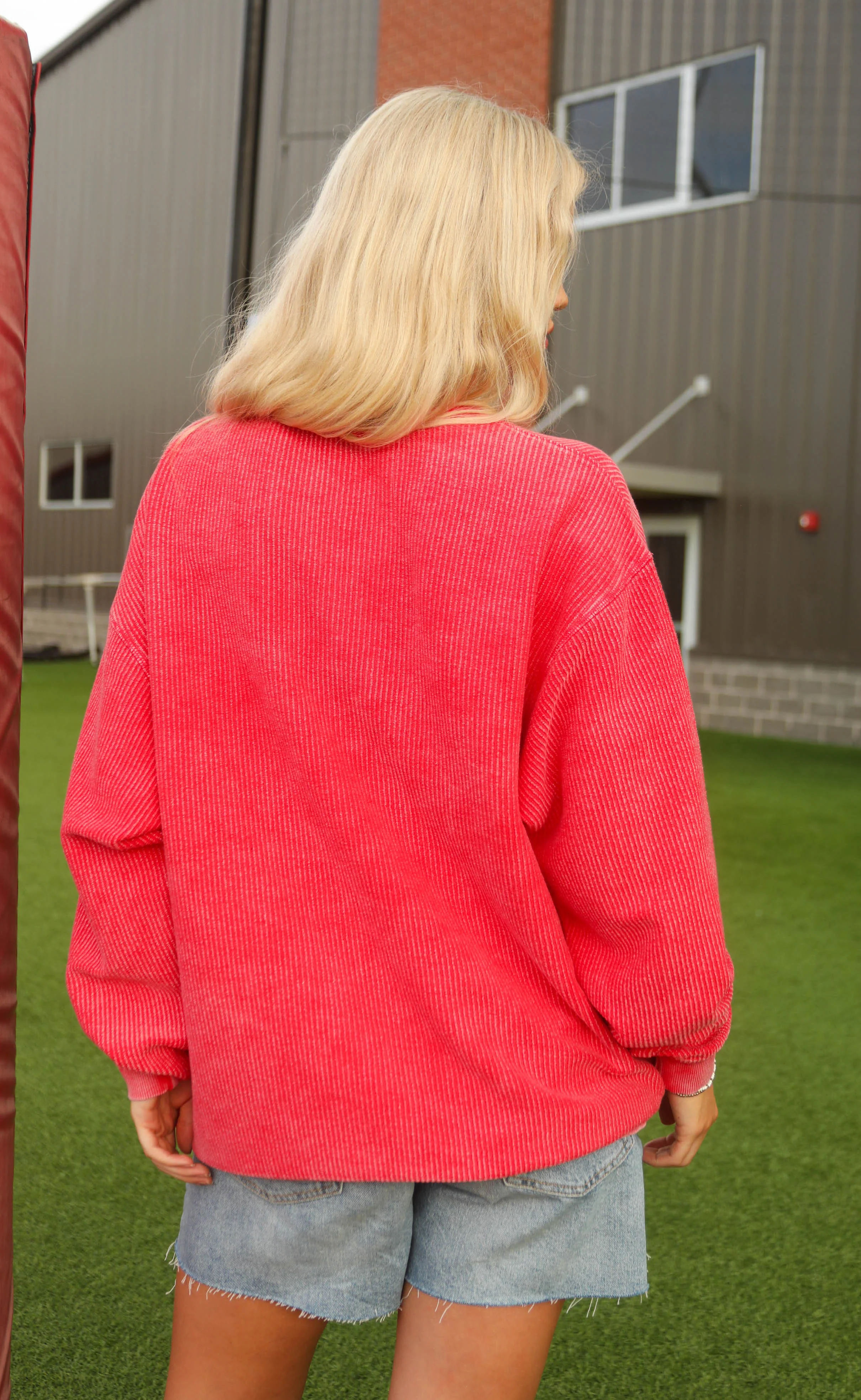charlie southern: football corded sweatshirt - red - Image 4