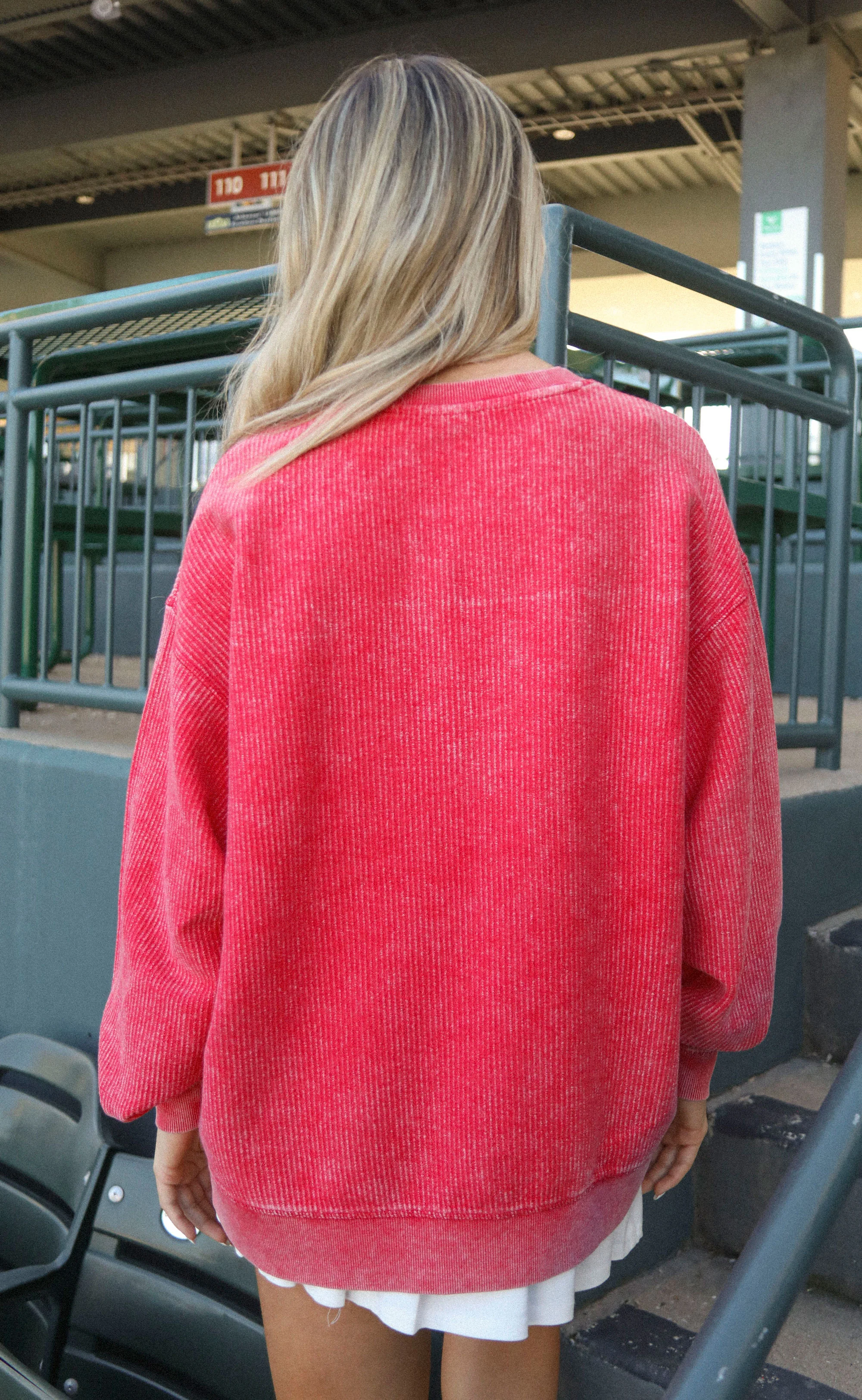 charlie southern: hey batter batter corded sweatshirt - red - Image 2