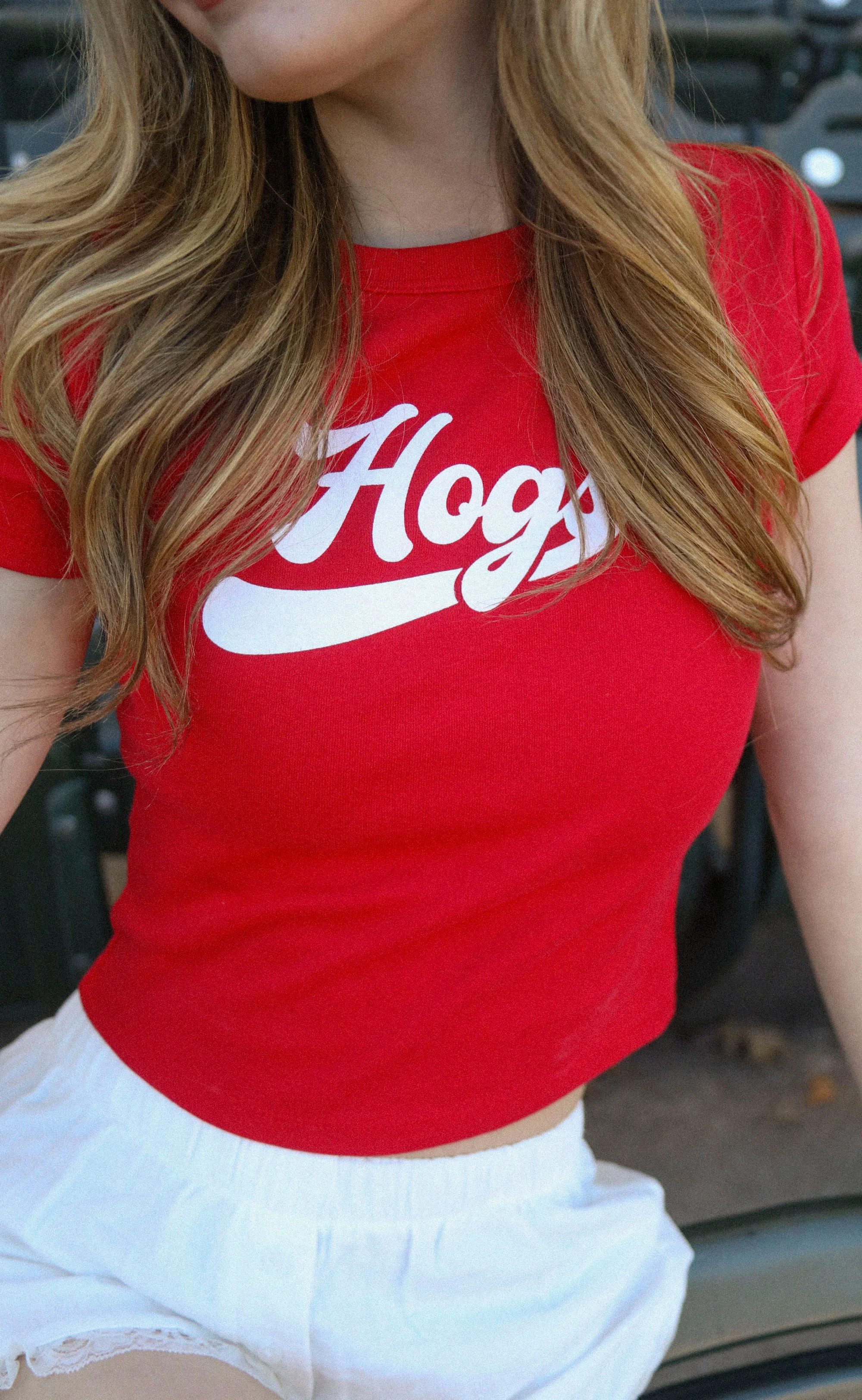 charlie southern: hogs baby tee - red - Image 2