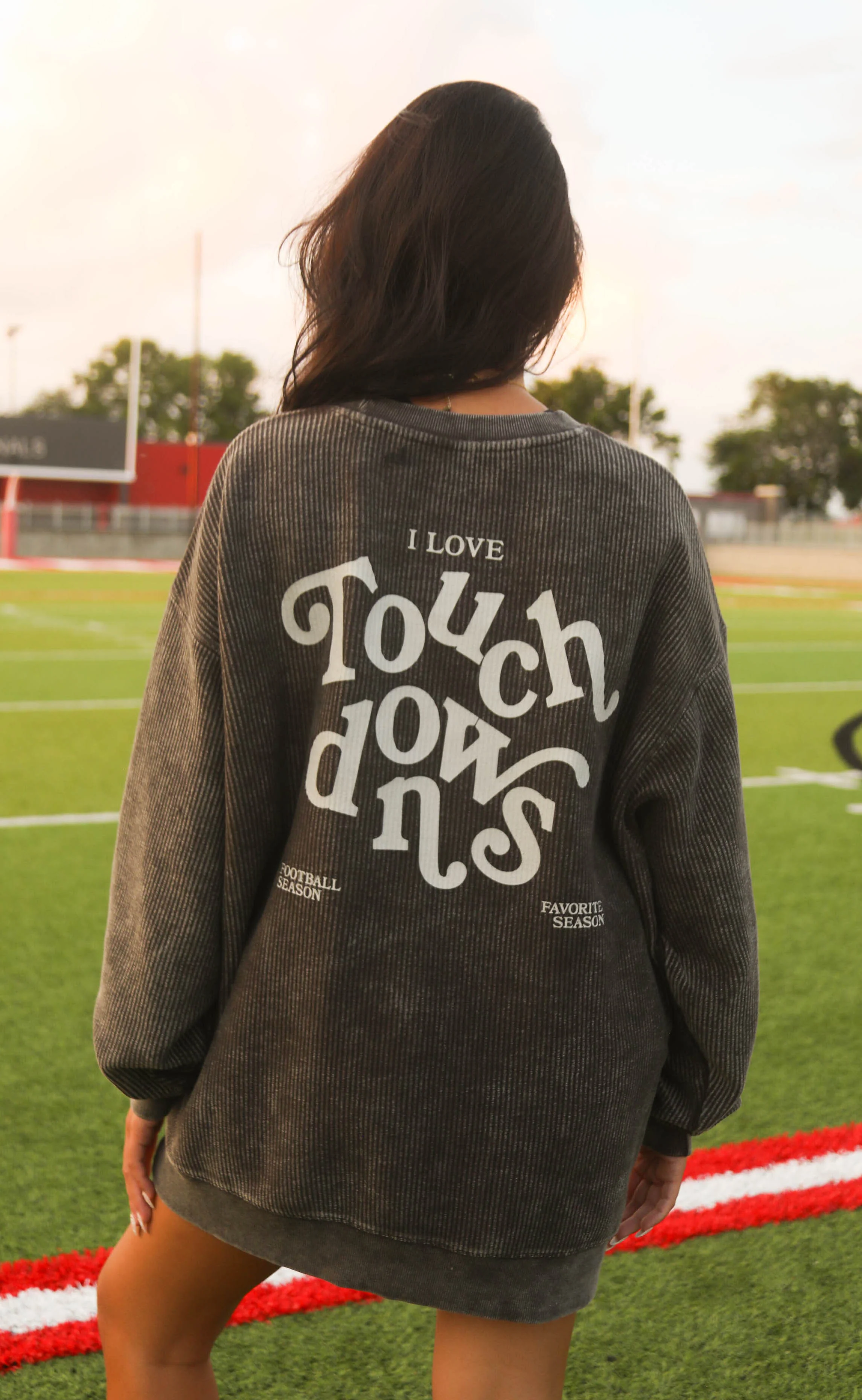 charlie southern: i love touchdowns corded sweatshirt