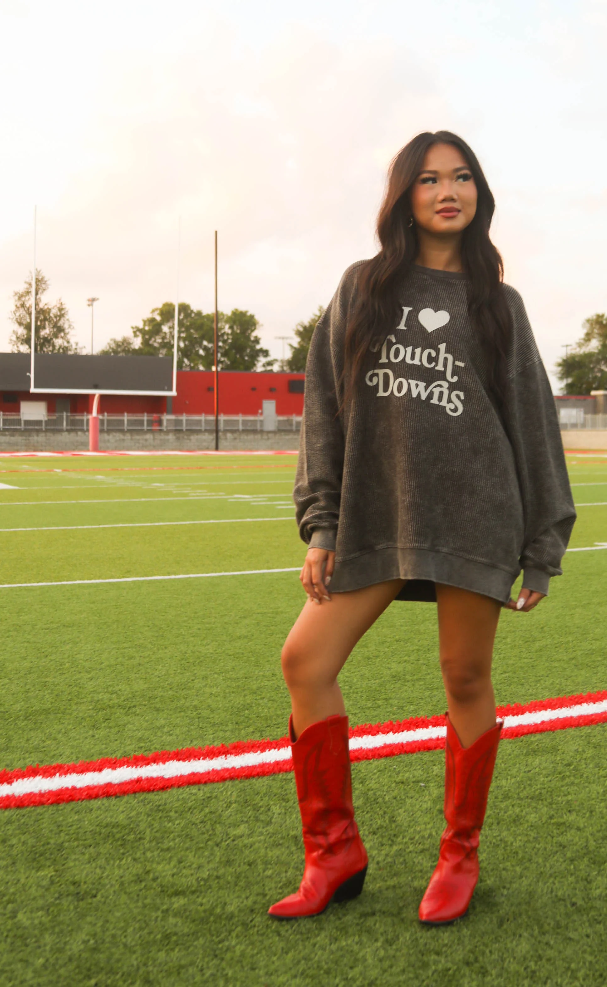 charlie southern: i love touchdowns corded sweatshirt - Image 2