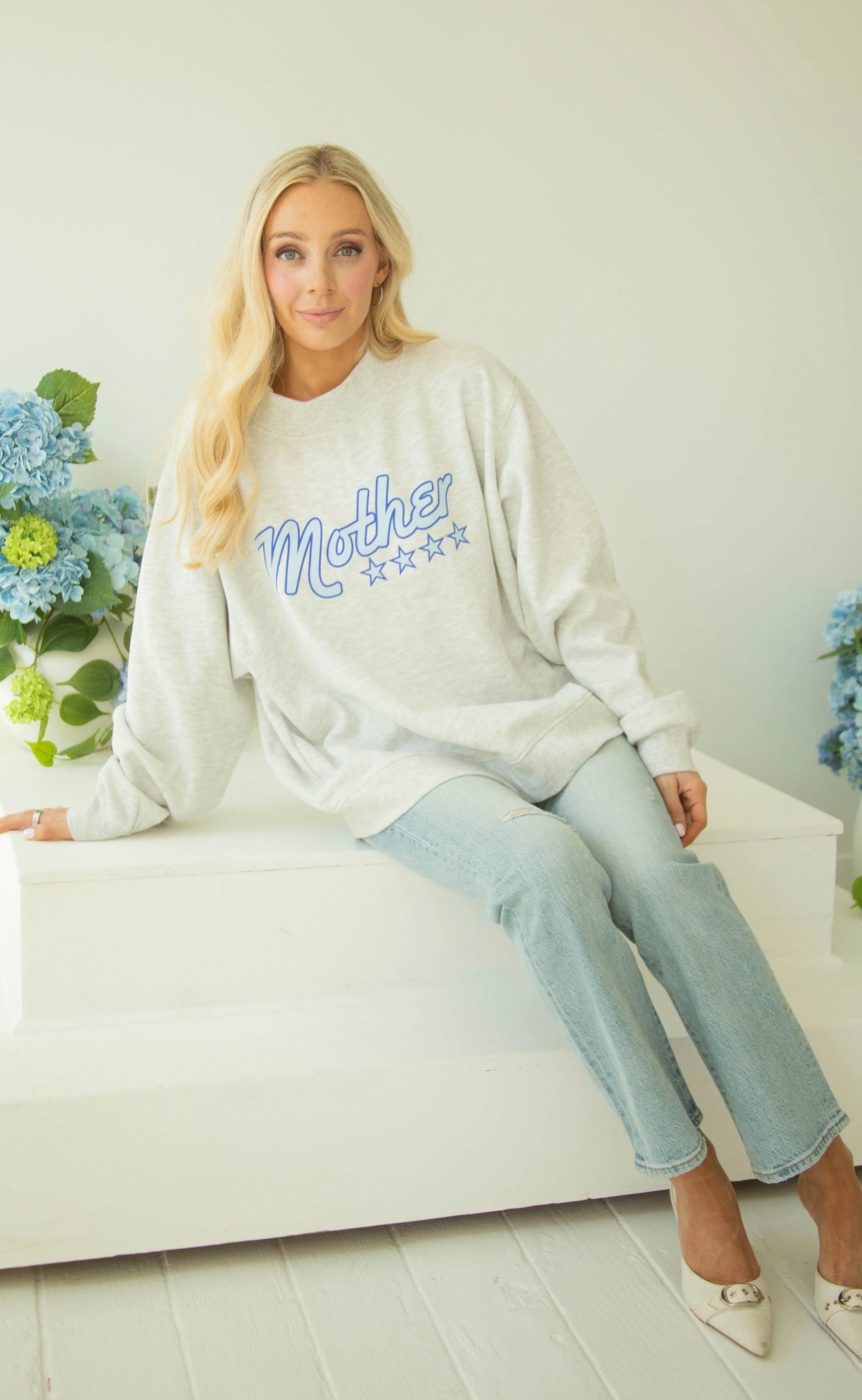 charlie southern: mother star mock neck - blue