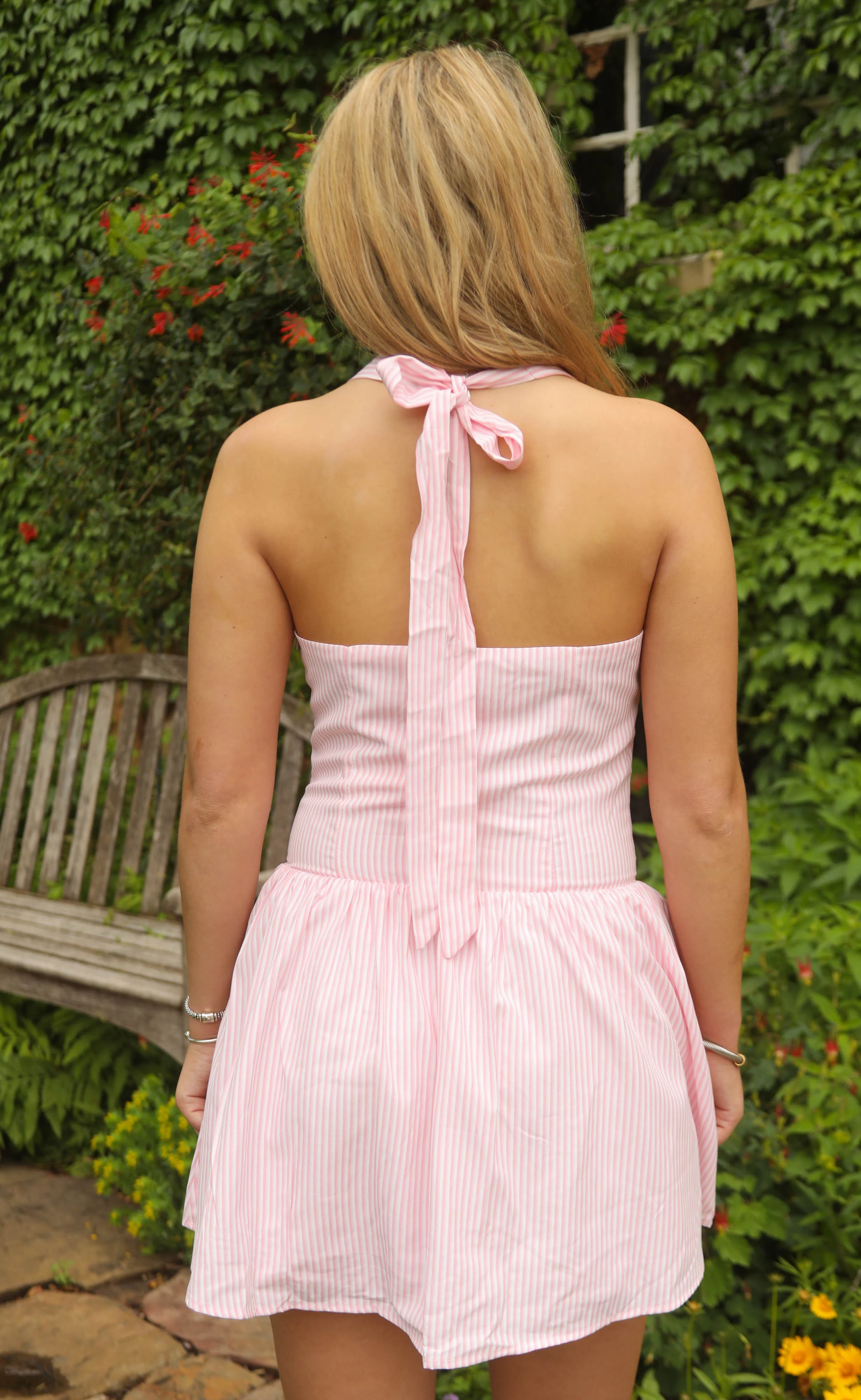 coastal candy halter mini dress - pink - Image 3