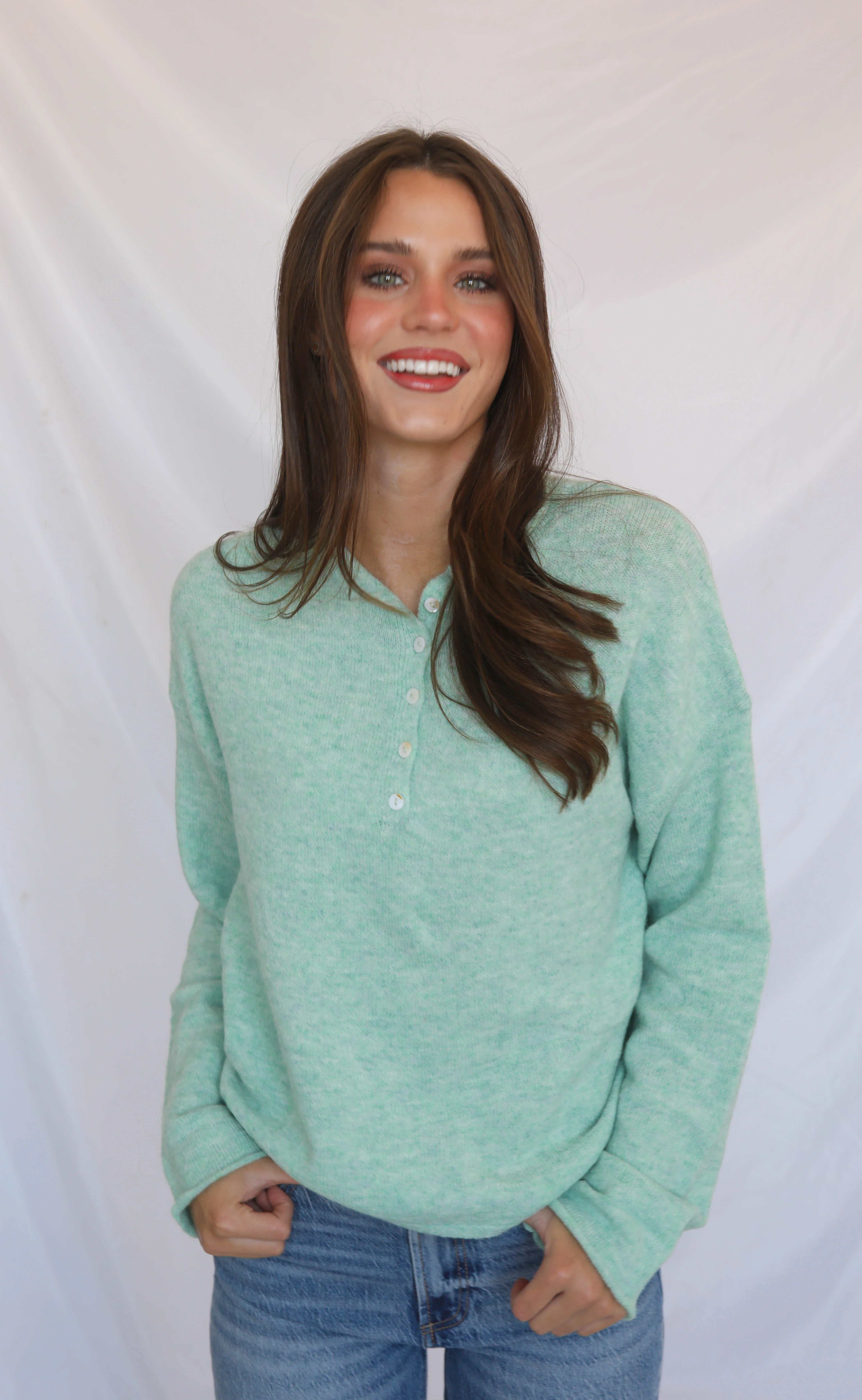 cross my heart henley - seafoam