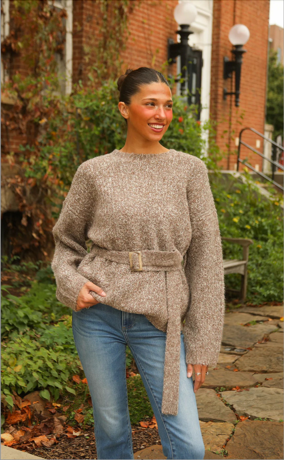 espresso belted sweater - Image 2