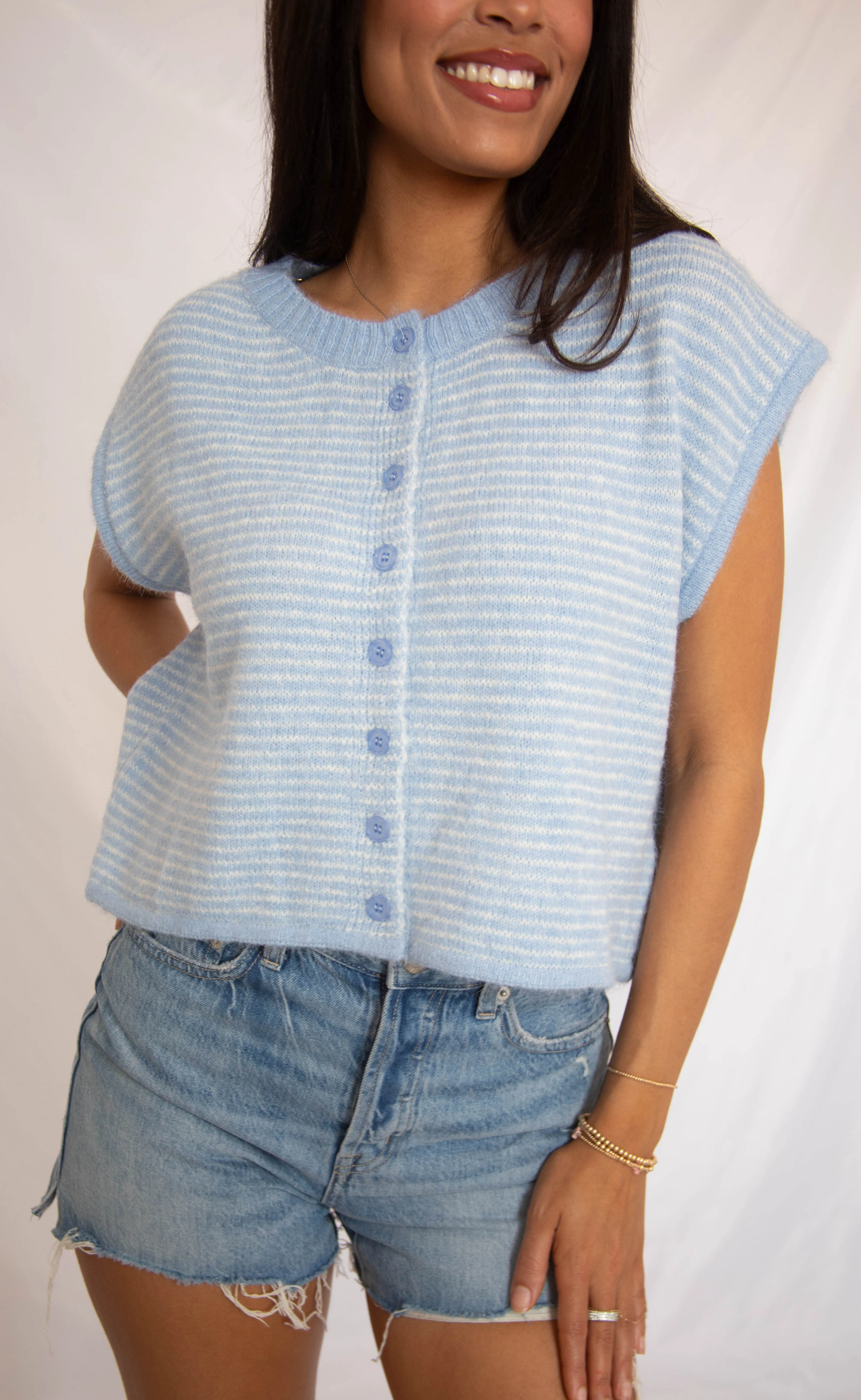 for my whole life sleeveless cardigan - blue - Image 2