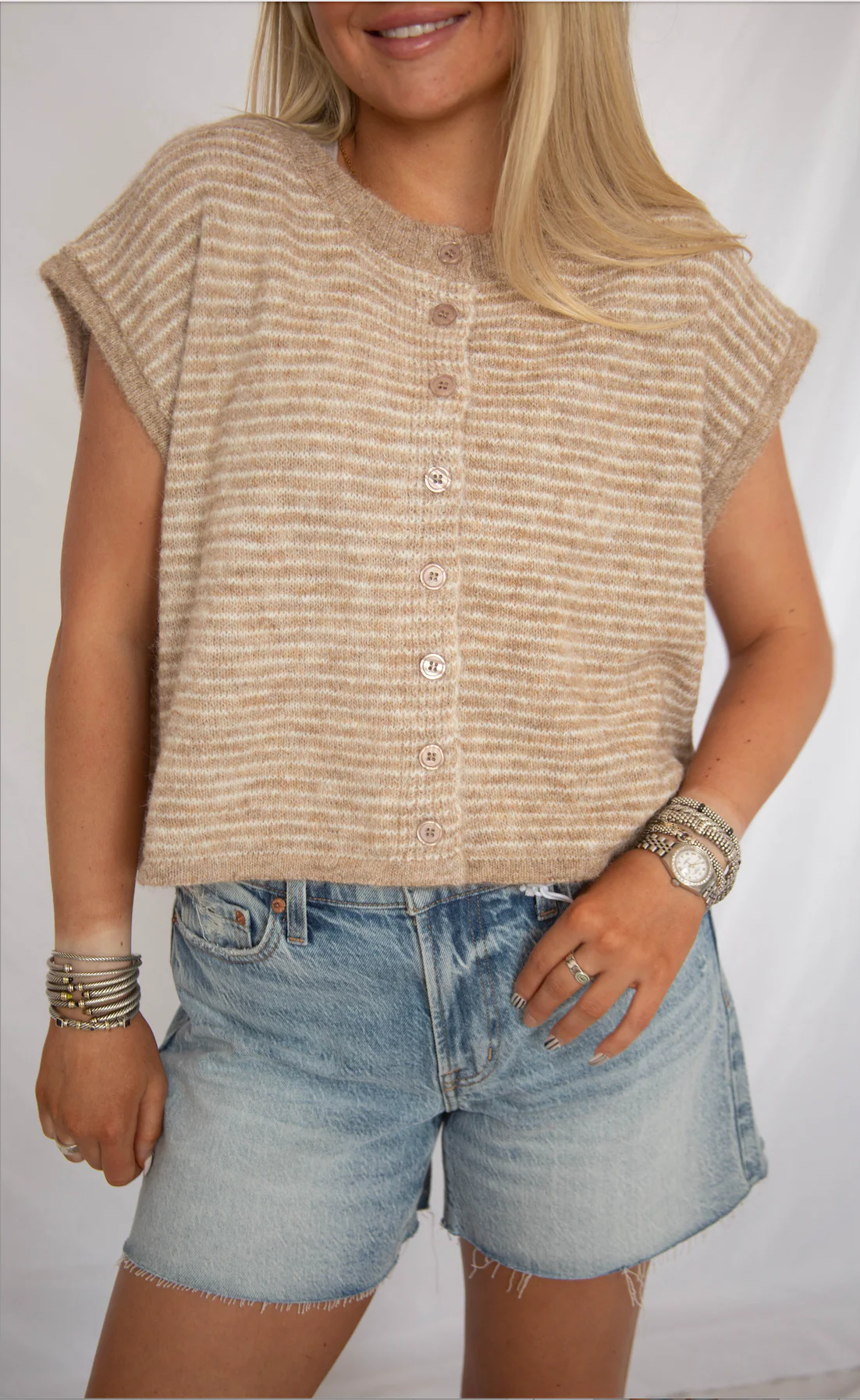for my whole life sleeveless cardigan - khaki - Image 2