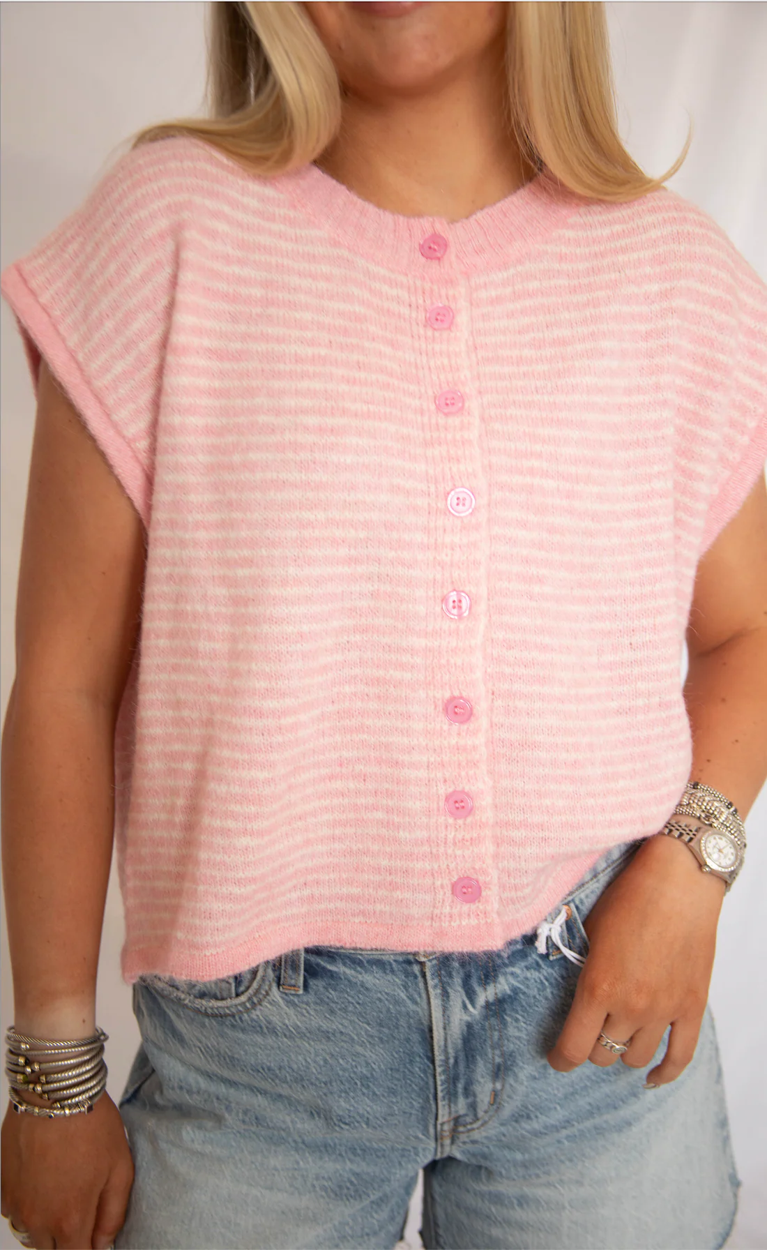 for my whole life sleeveless cardigan - pink - Image 2