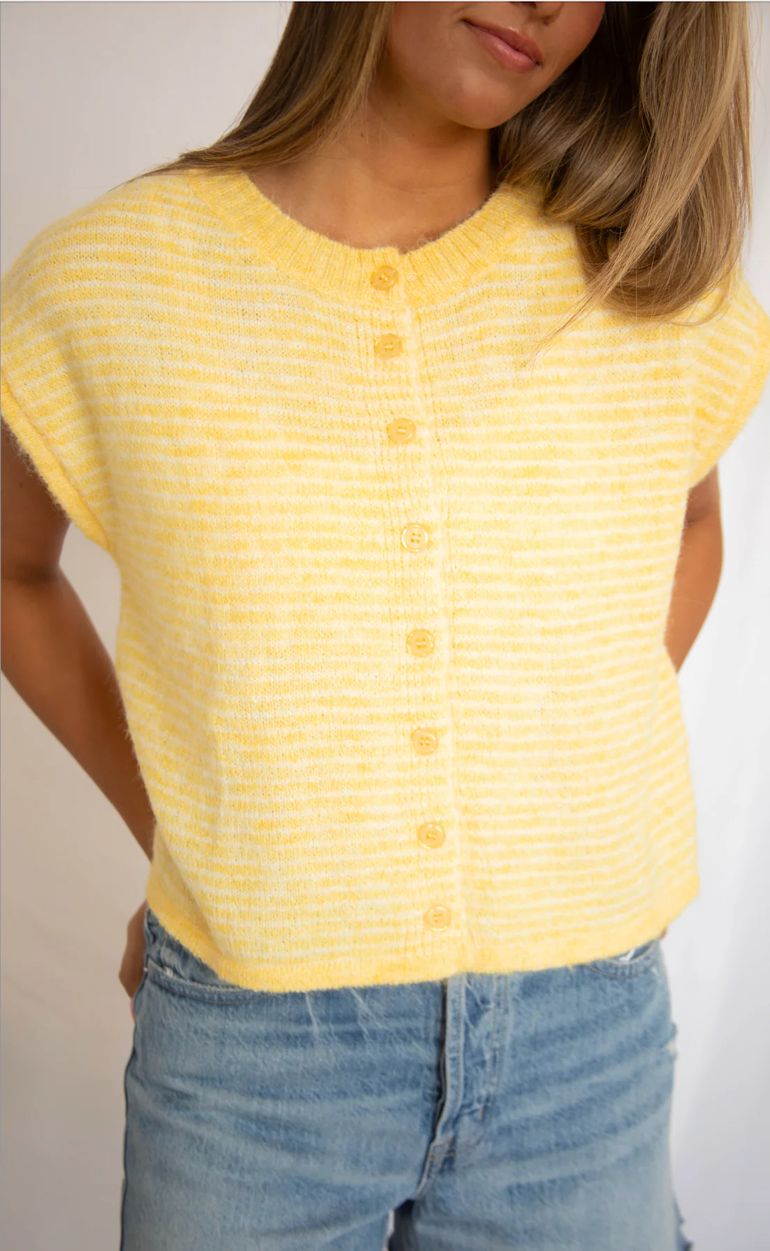 for my whole life sleeveless cardigan - yellow - Image 3