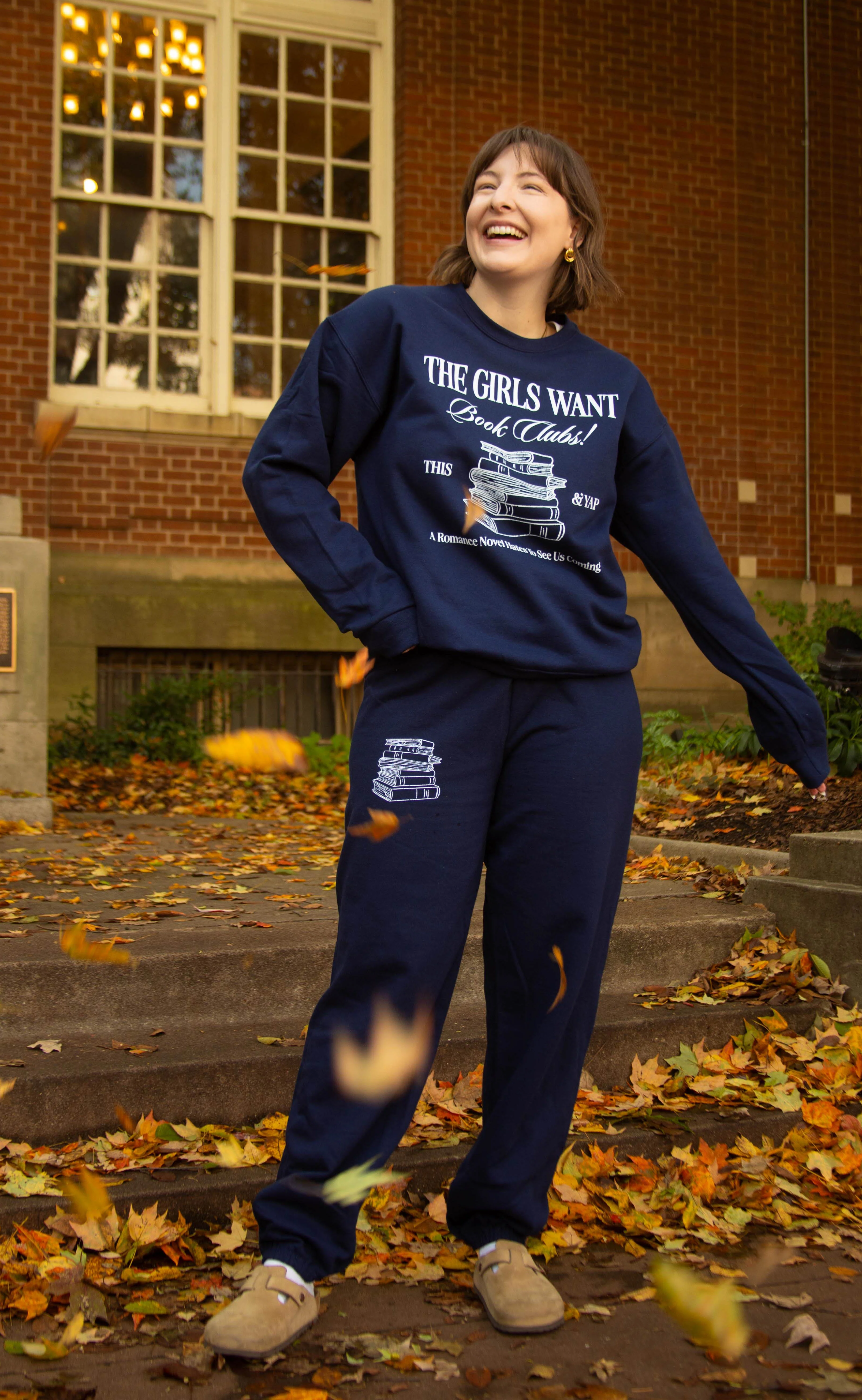 friday + saturday x jo johnson overby: girls want bookclubs sweatpants