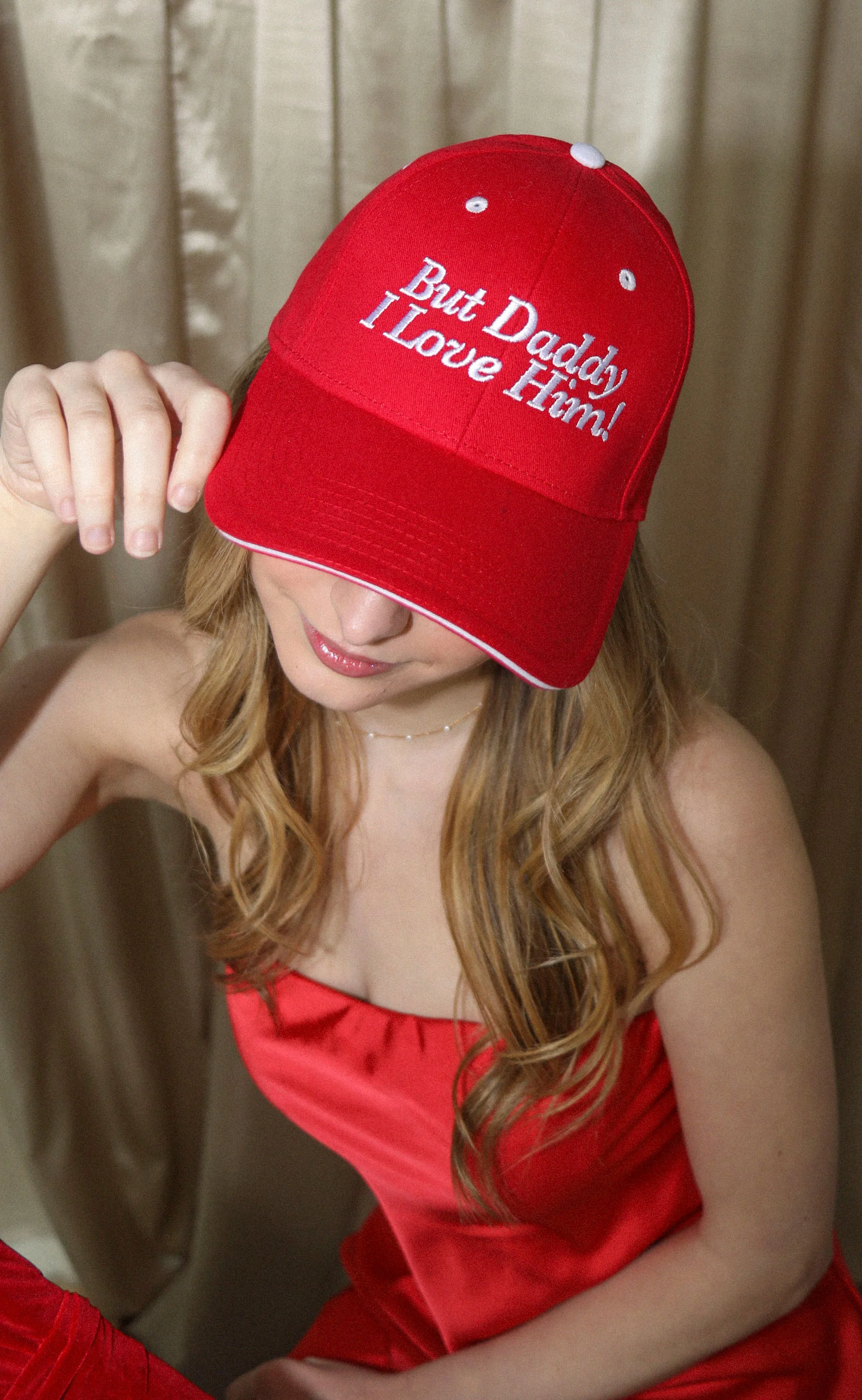 friday + saturday: i love him trucker hat