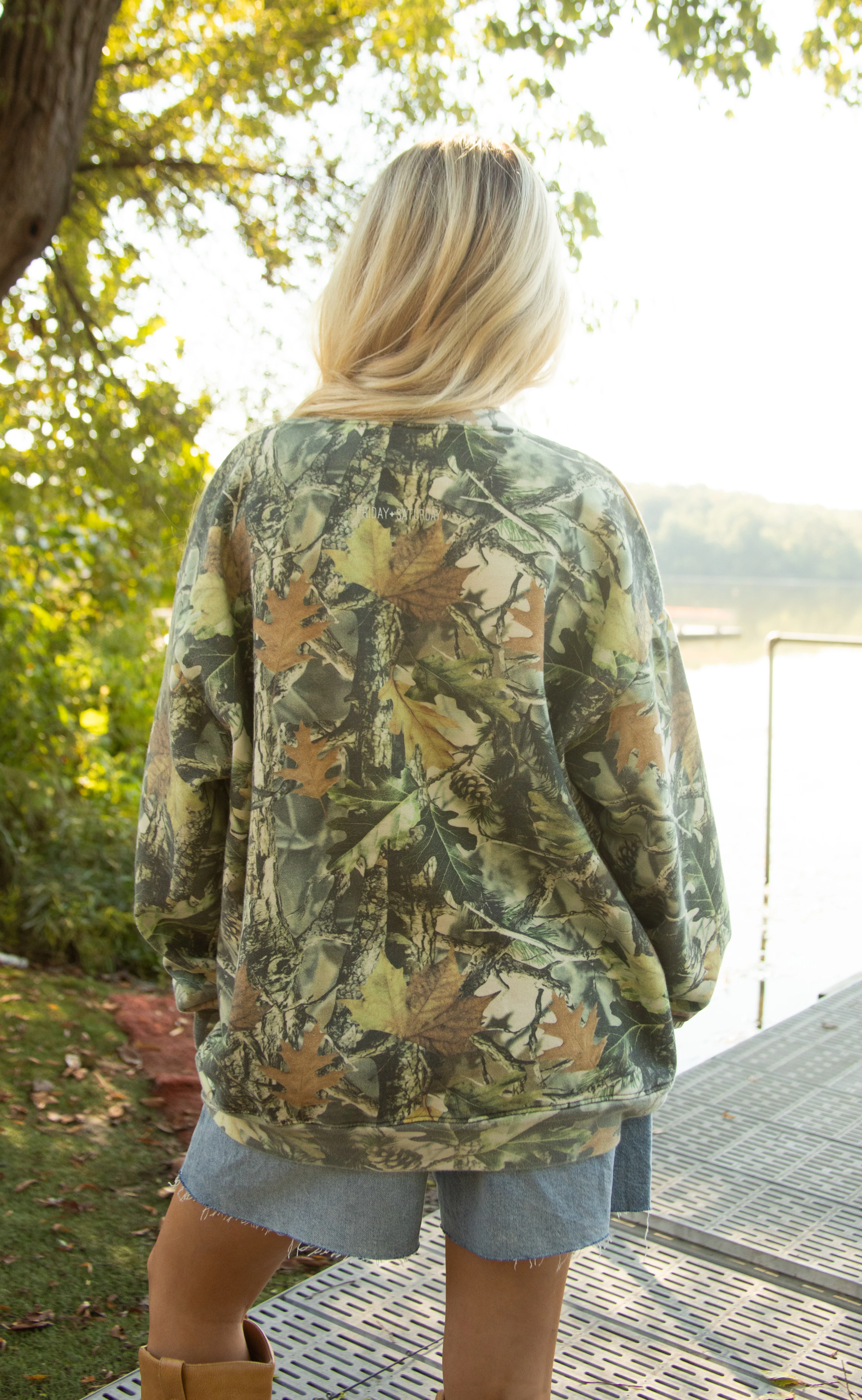 friday + saturday: keep moving forward camo sweatshirt - Image 3
