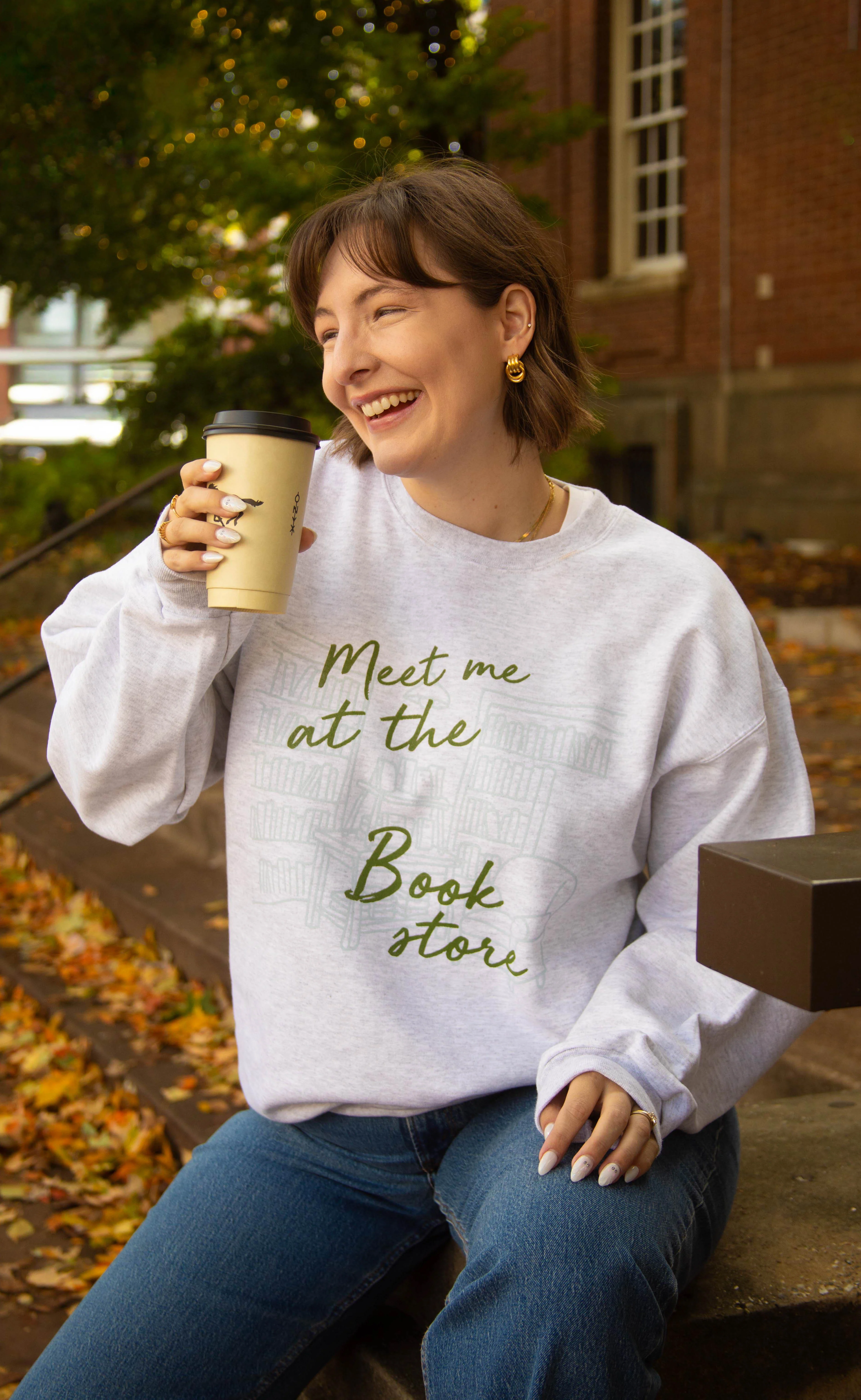 friday + saturday x jo johnson overby: meet me at the bookstore sweatshirt - Image 2