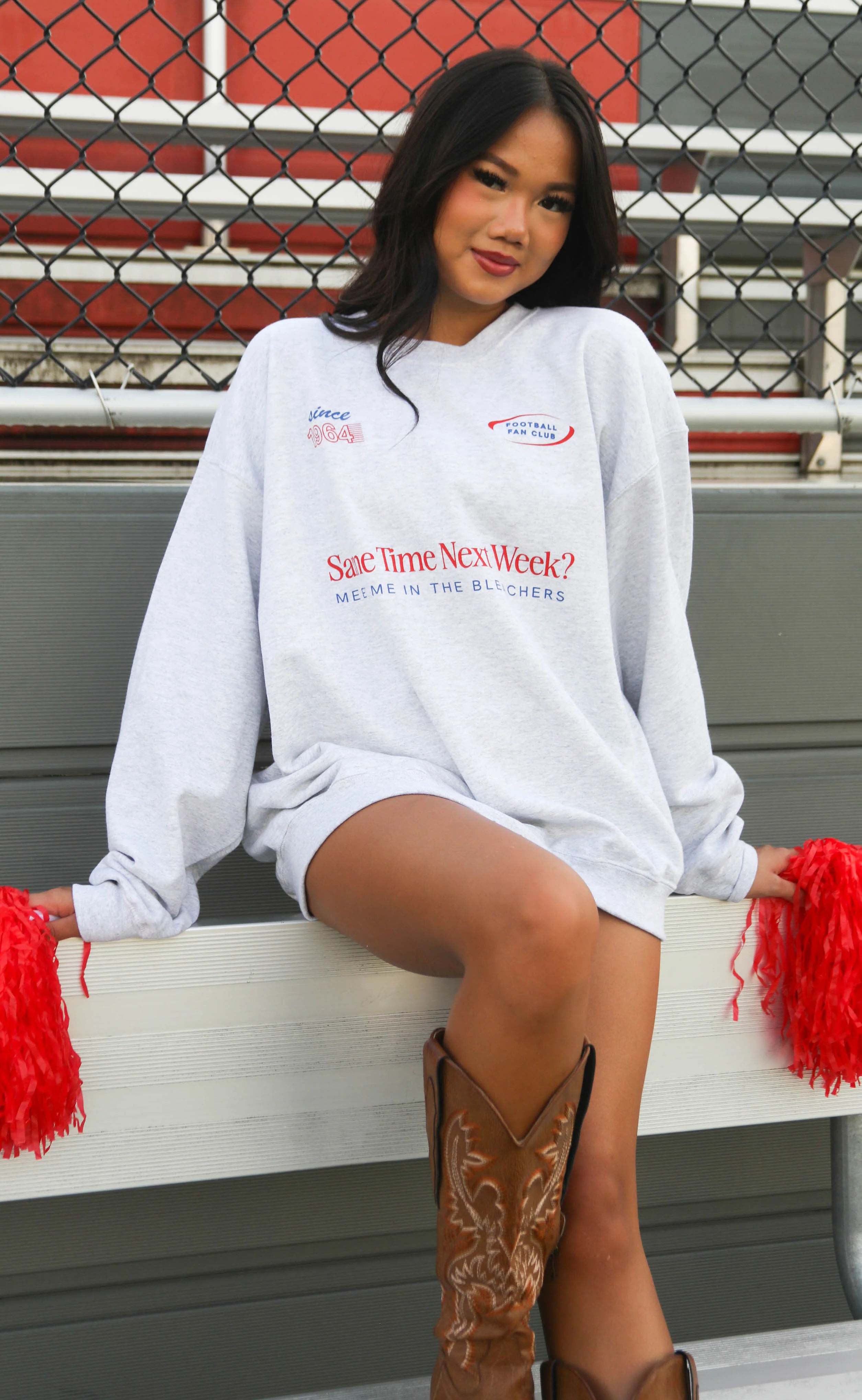 friday + saturday: meet me in the bleachers sweatshirt - grey - Image 3