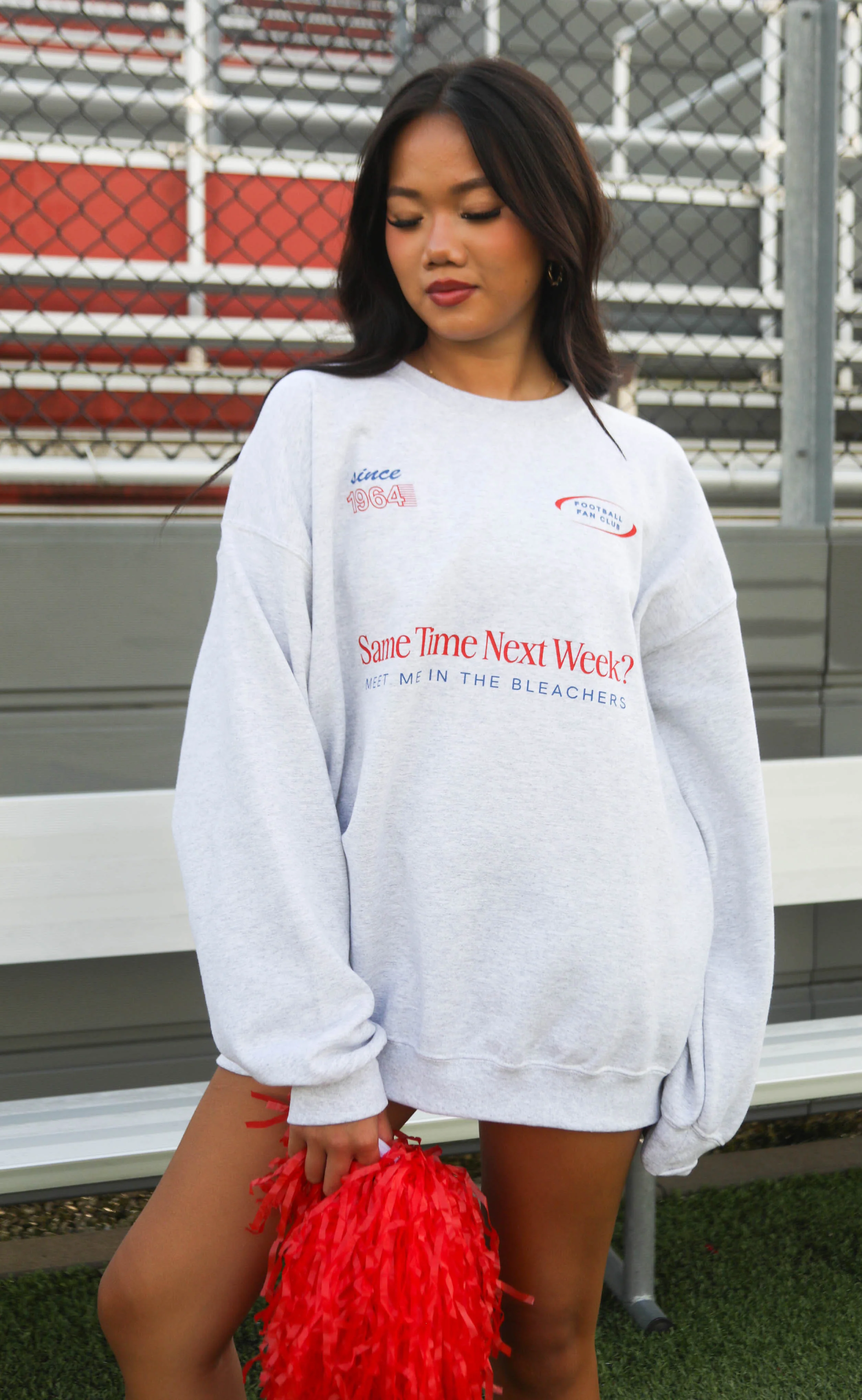 friday + saturday: meet me in the bleachers sweatshirt - grey - Image 4
