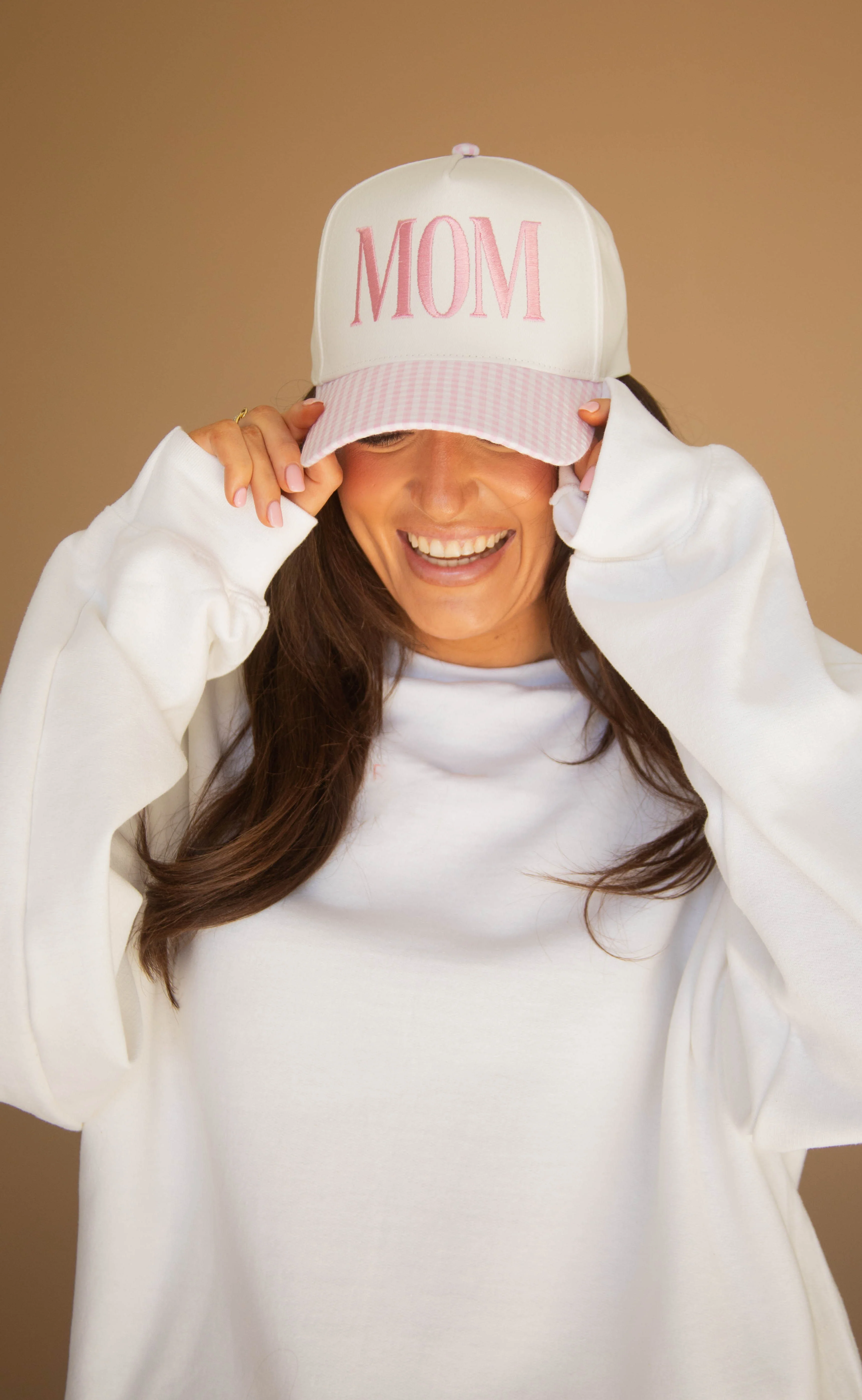 friday + saturday: mom gingham trucker - pink - Image 2