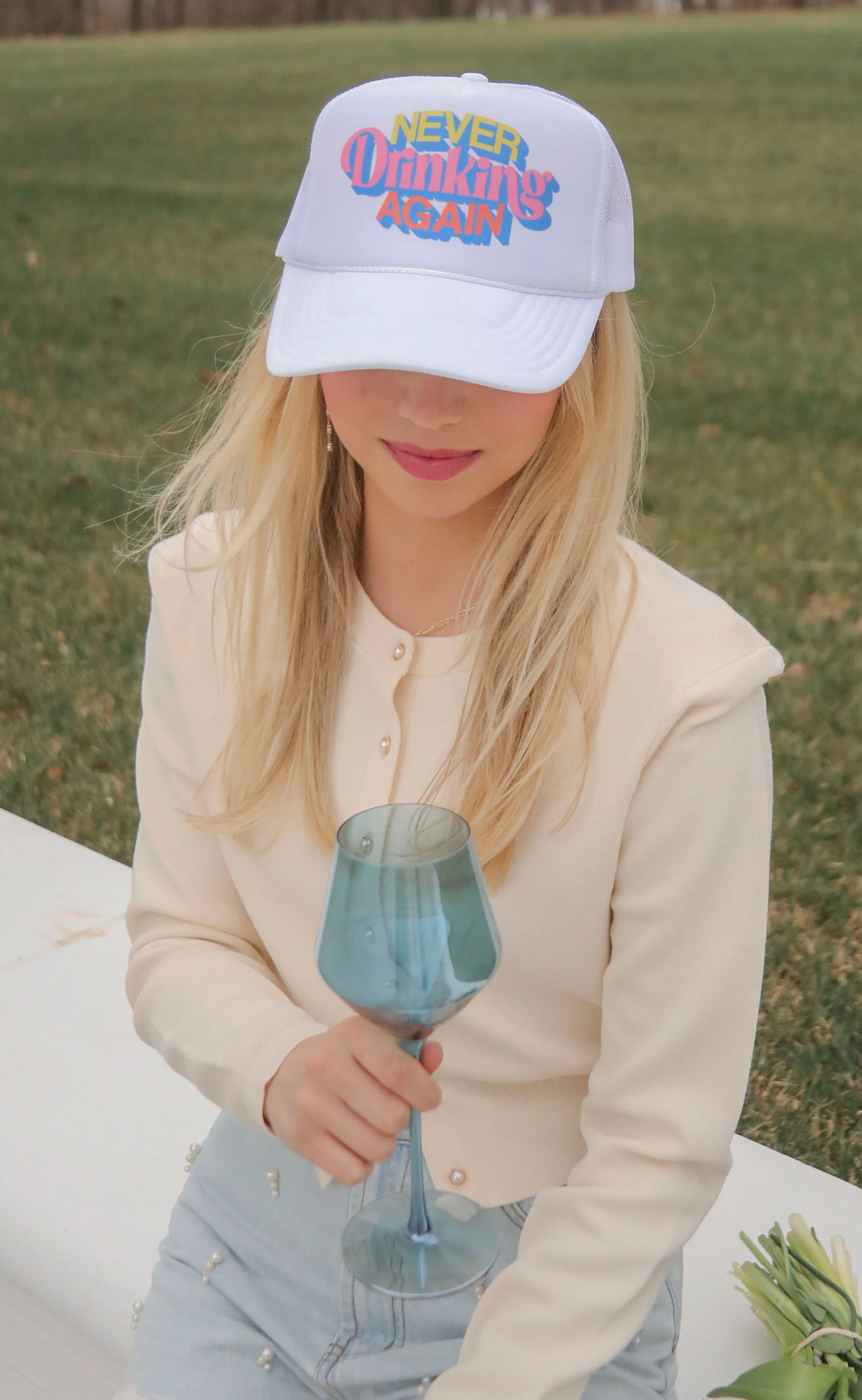 friday + saturday: never drinking again trucker hat - Image 3