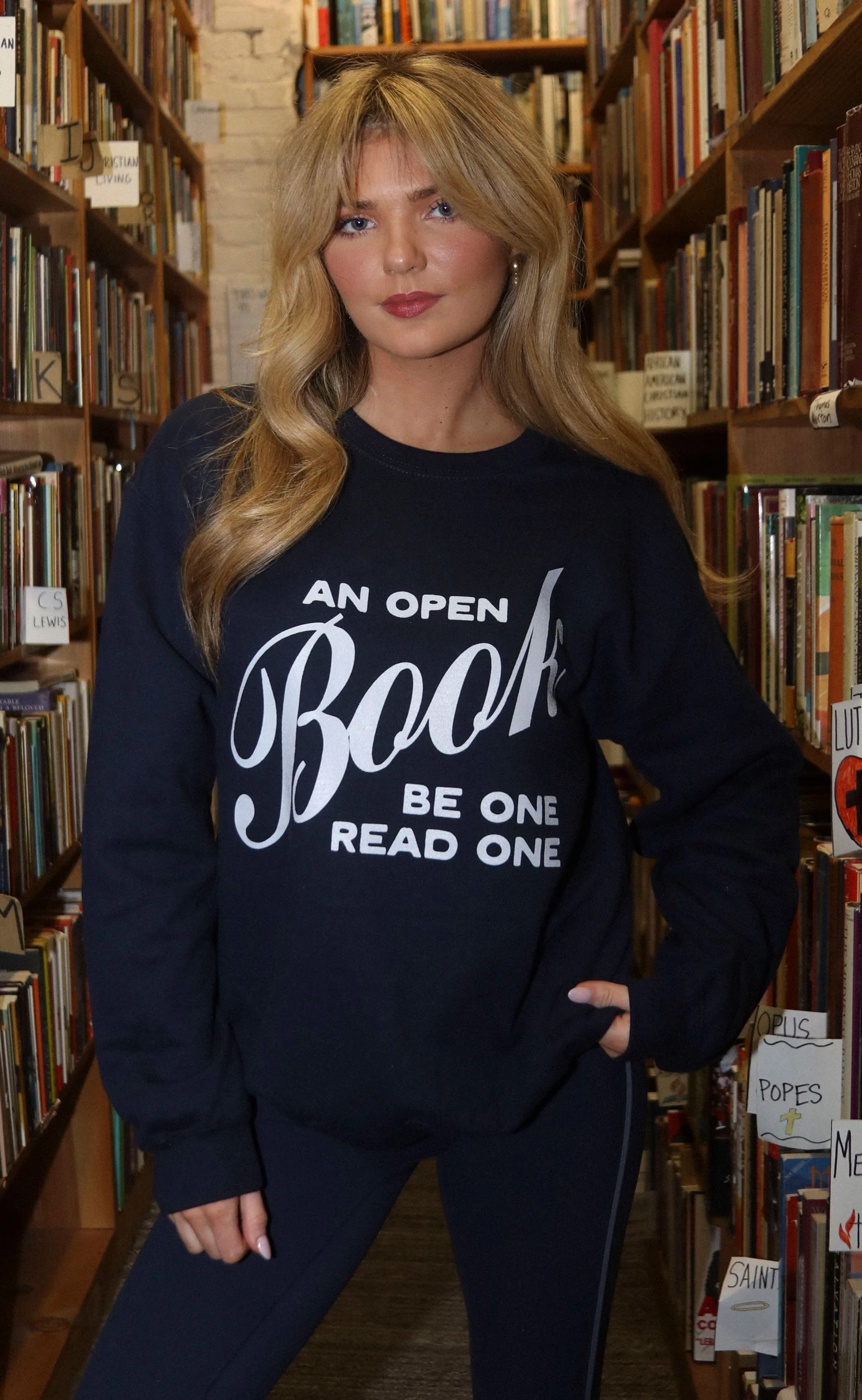 friday + saturday x jo johnson overby: open book sweatshirt - Image 4