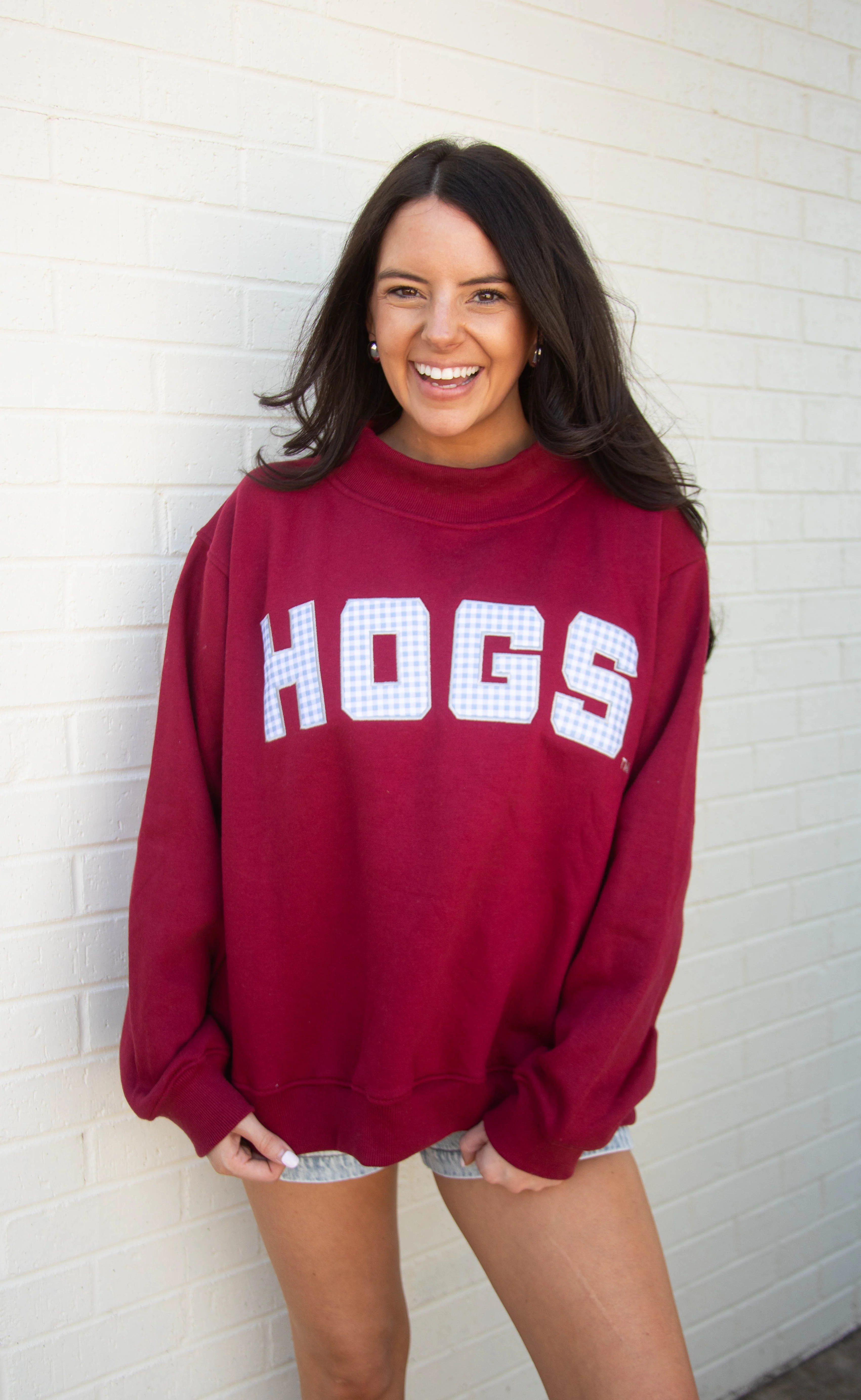 hogs gingham mock neck
