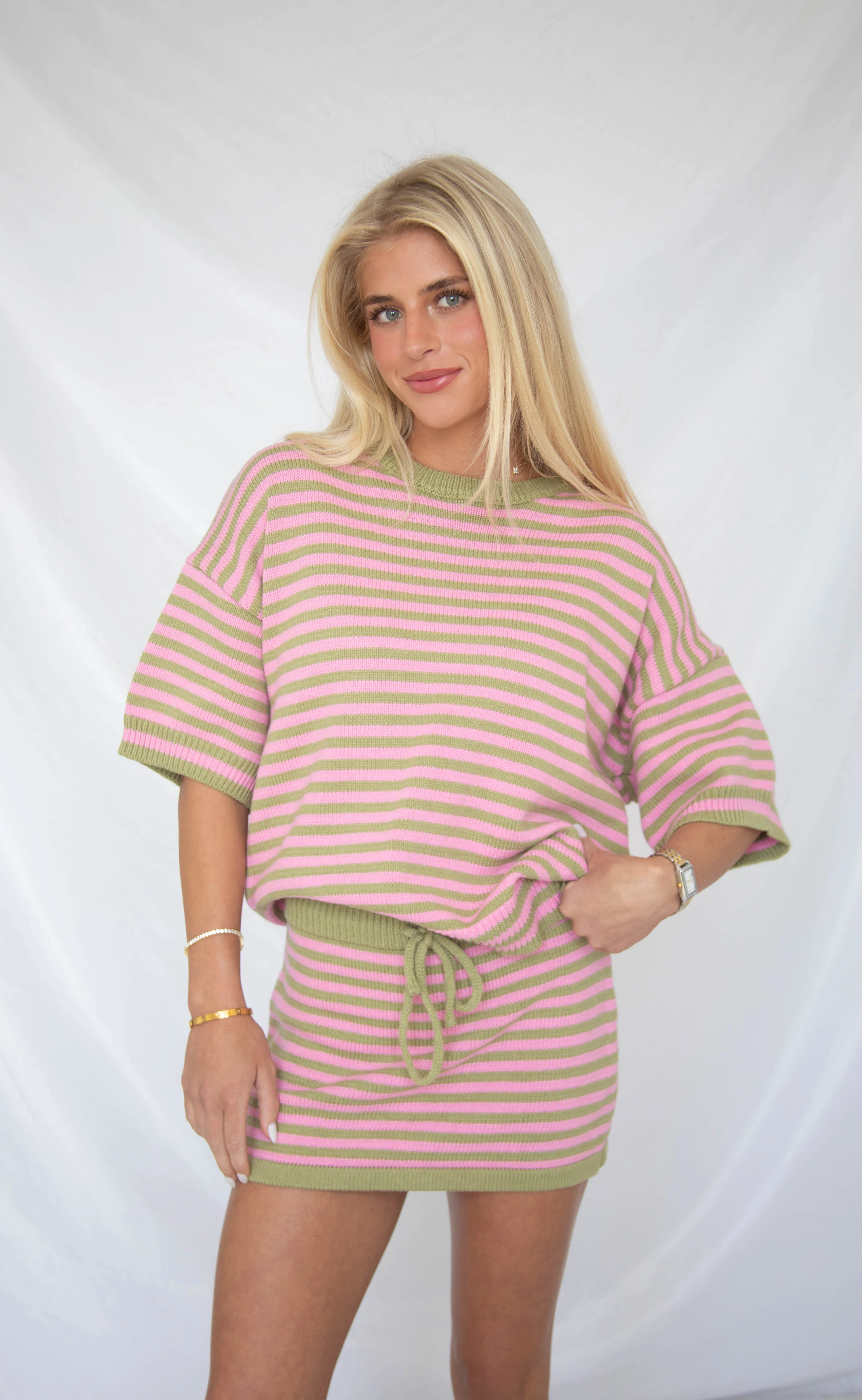 hold you close striped sweater set
