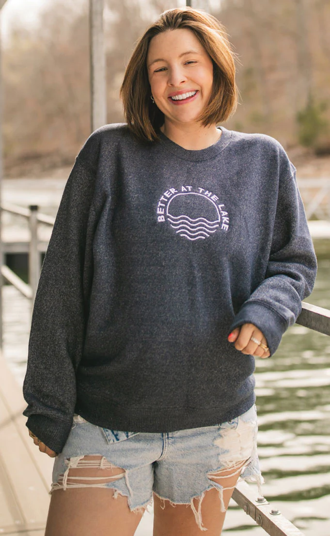 jo johnson: better at the lake embroidered crewneck