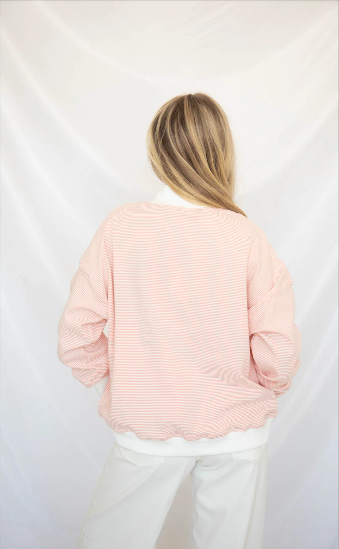 love to know striped mock neck - peach - Image 3