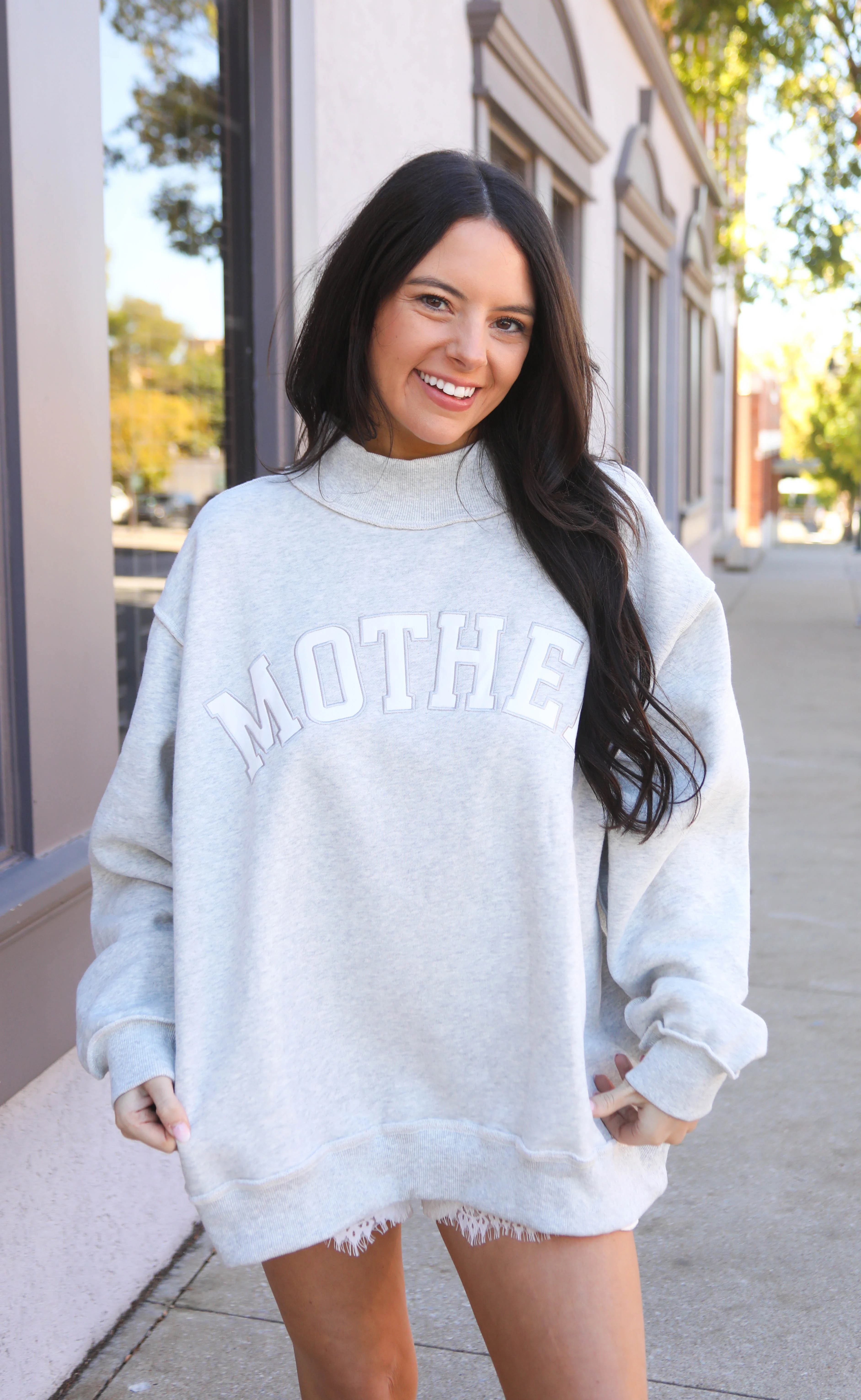 mother embroidered mock neck sweatshirt - Image 5