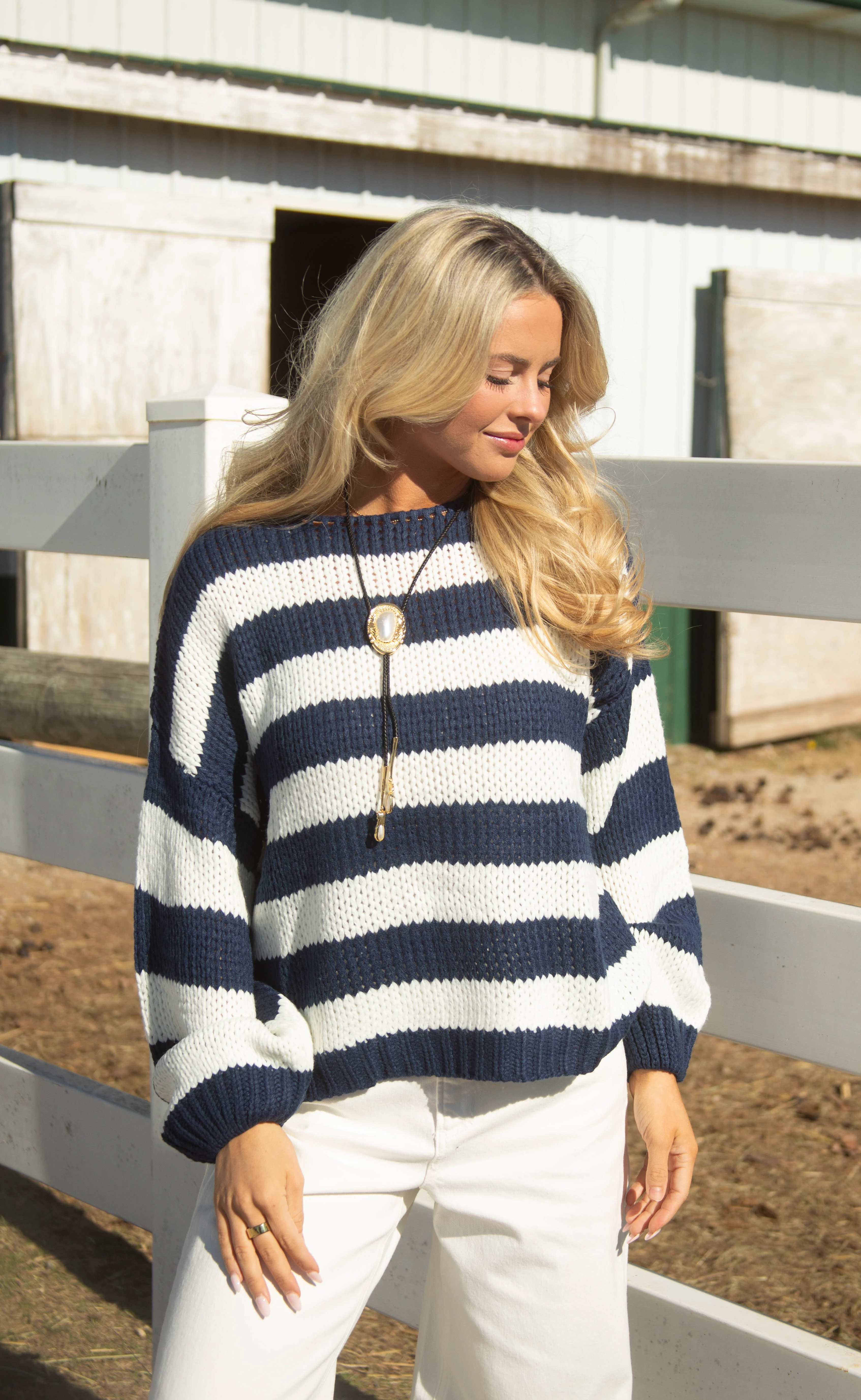 never gonna work striped sweater - Image 2