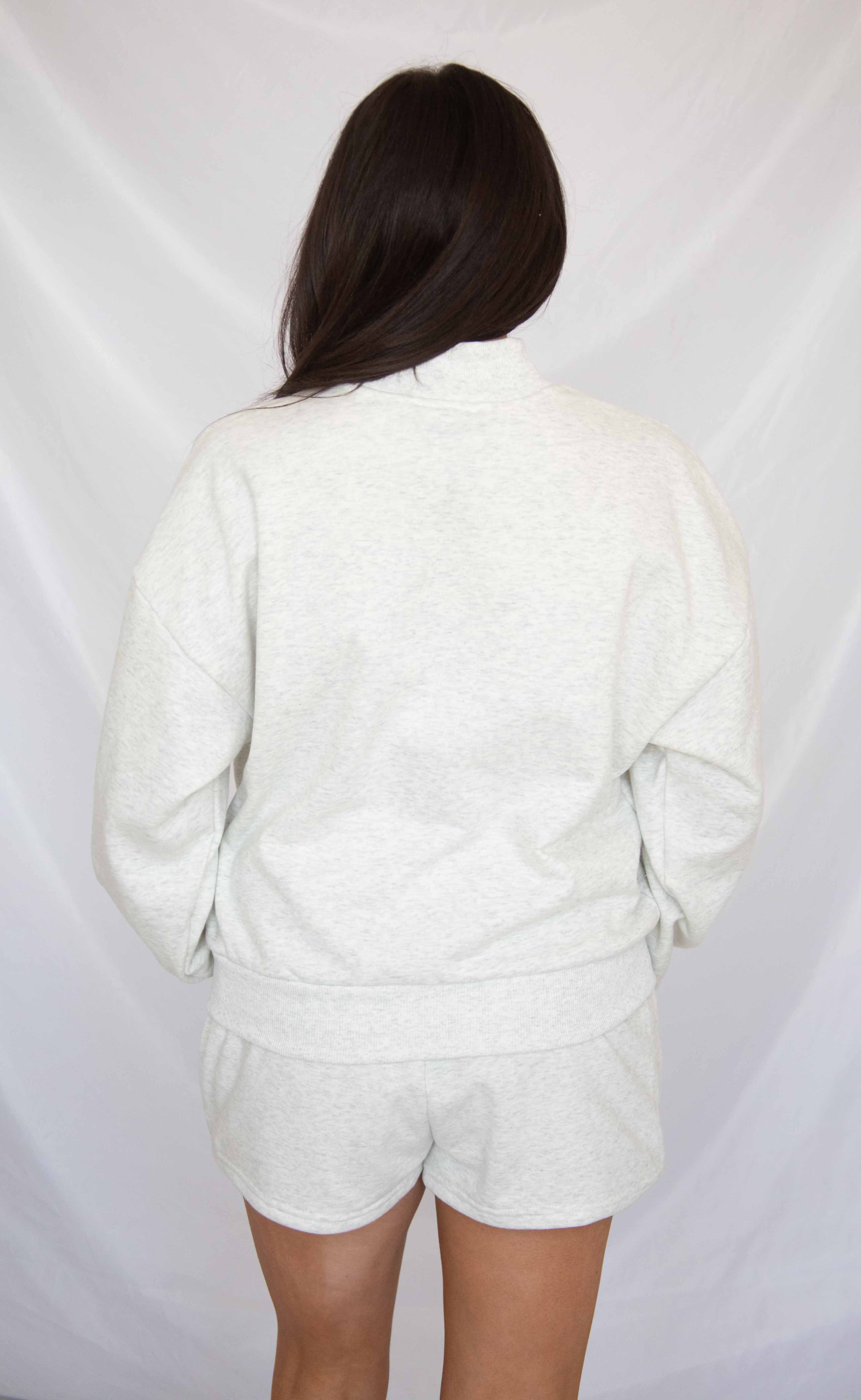 party on mock neck lounge set - white melange - Image 3