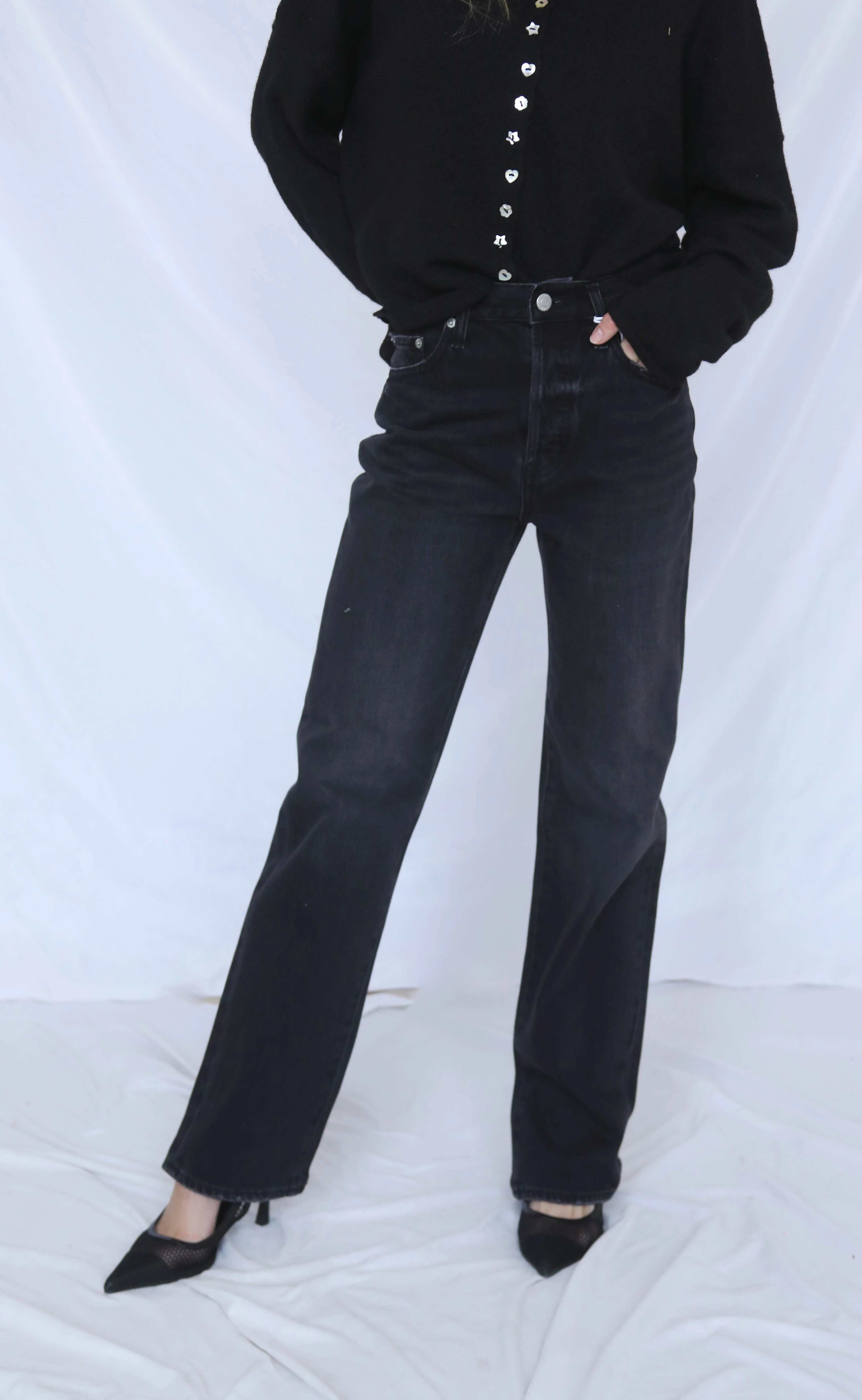 pistola: cassie super high rise straight jeans - stormy