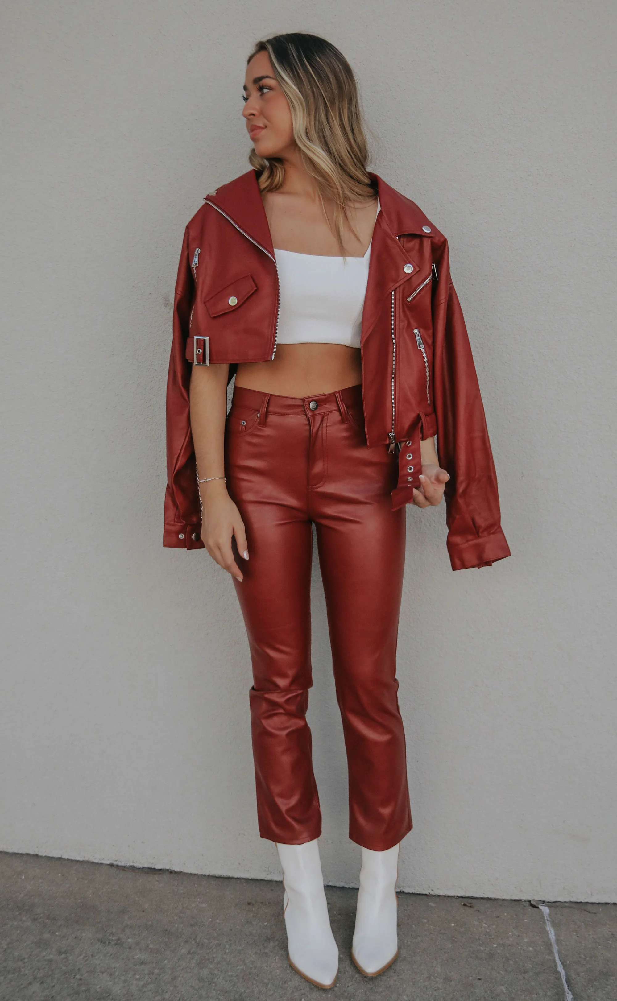 pistola: lennon high rise crop boot - carmine - Image 2