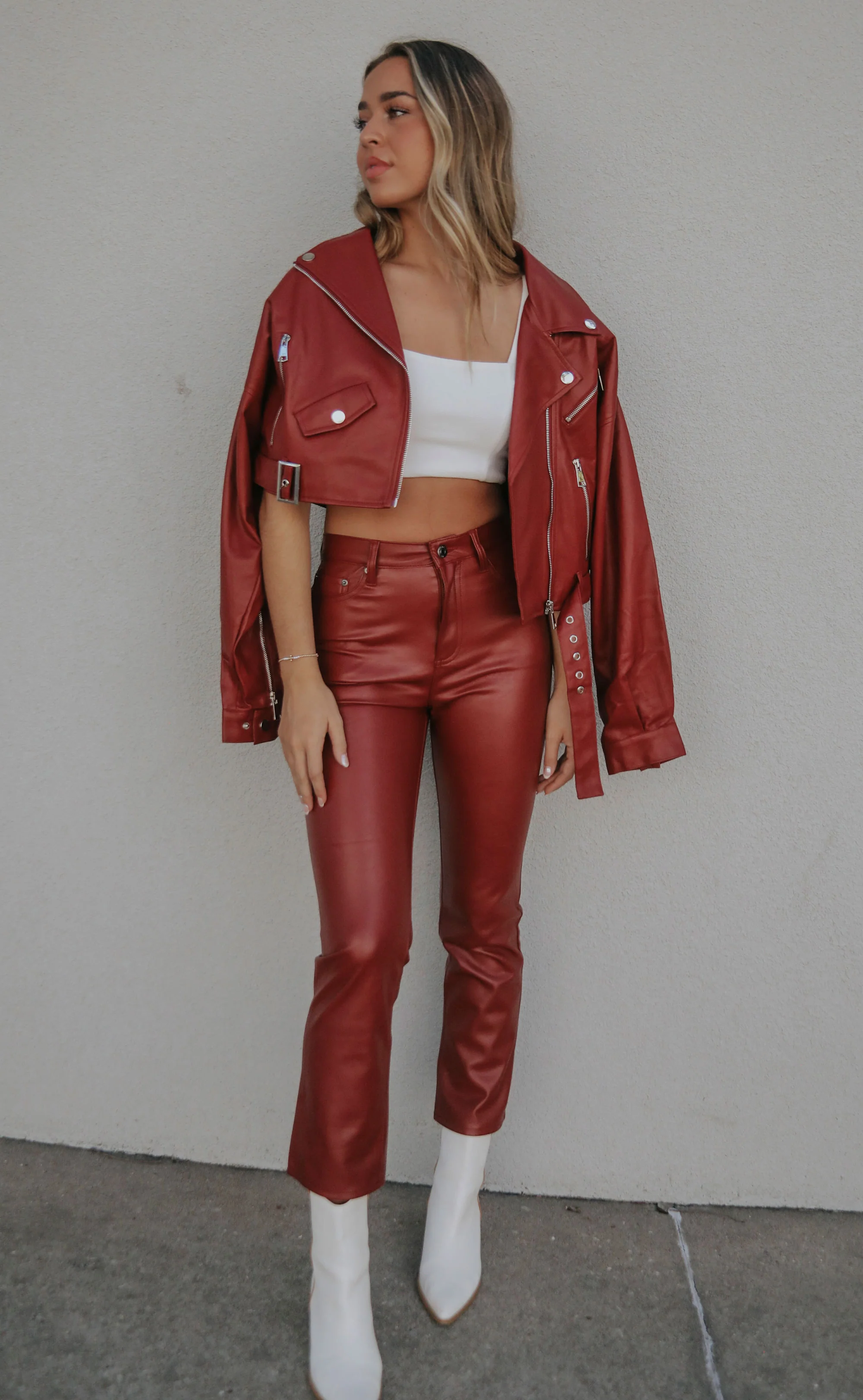 pistola: lennon high rise crop boot - carmine - Image 3