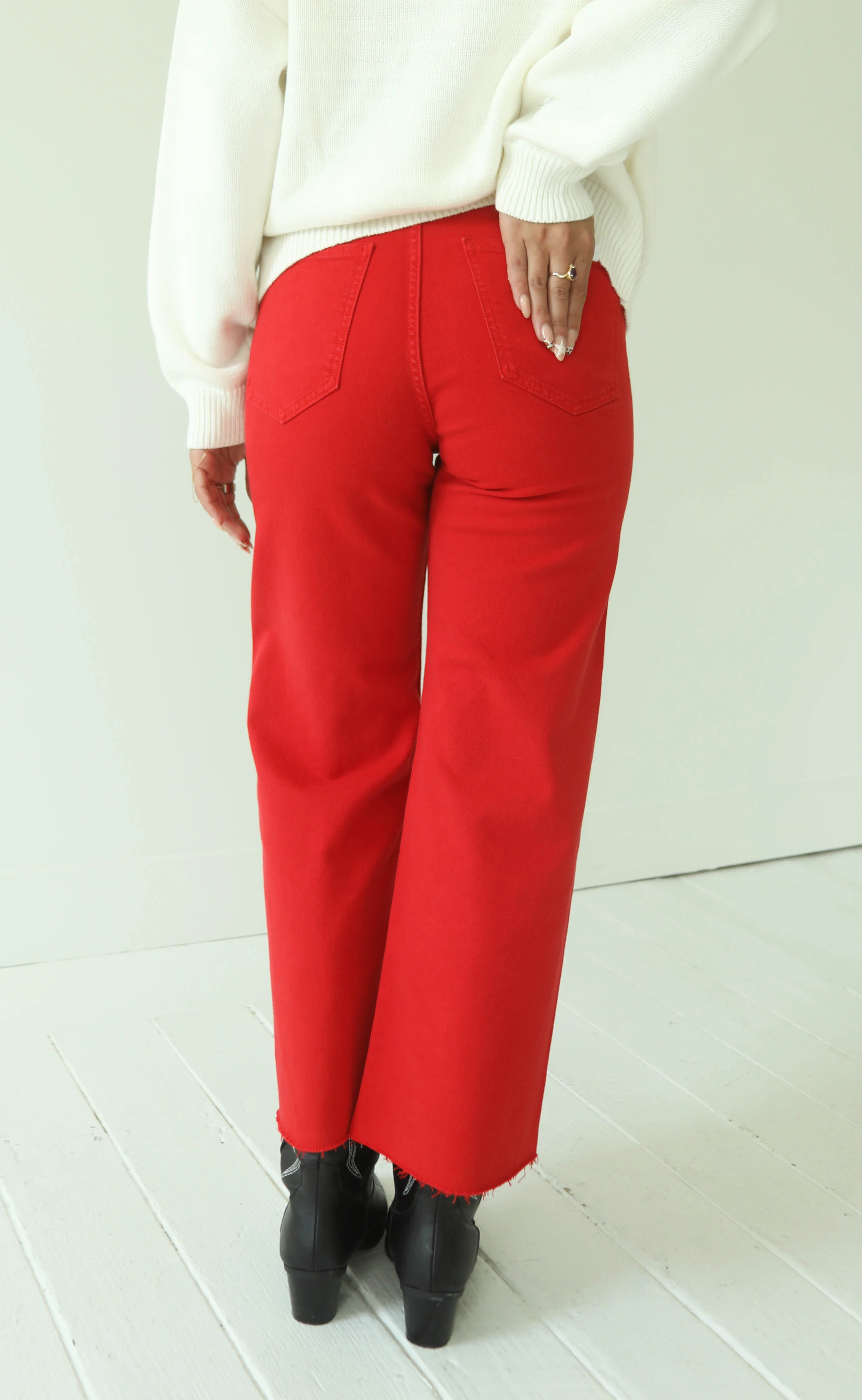 pistola: penny crop high rise wide leg jeans - ruby - Image 2