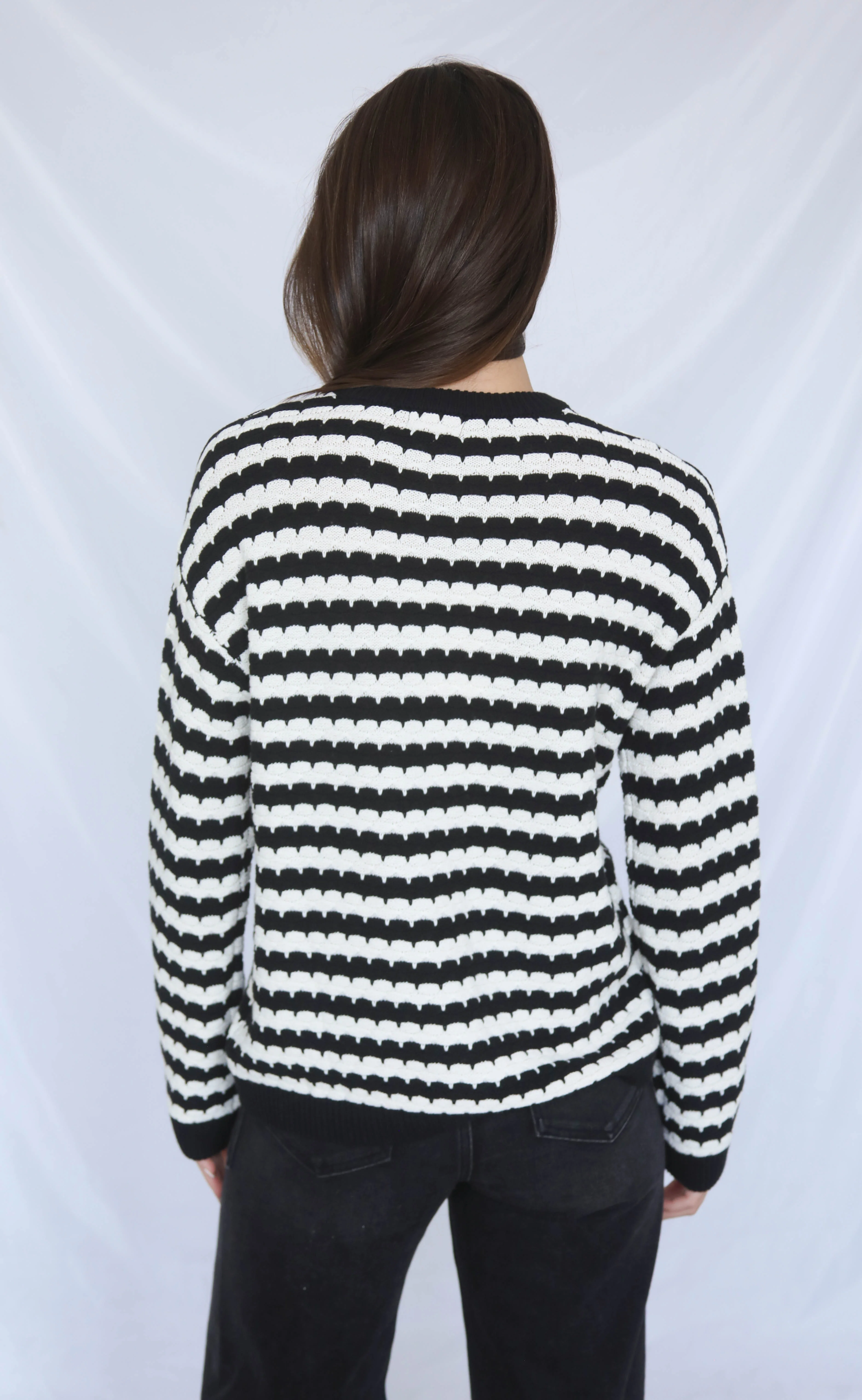 show me your mumu: inez cardigan - black and white stripe knit - Image 4