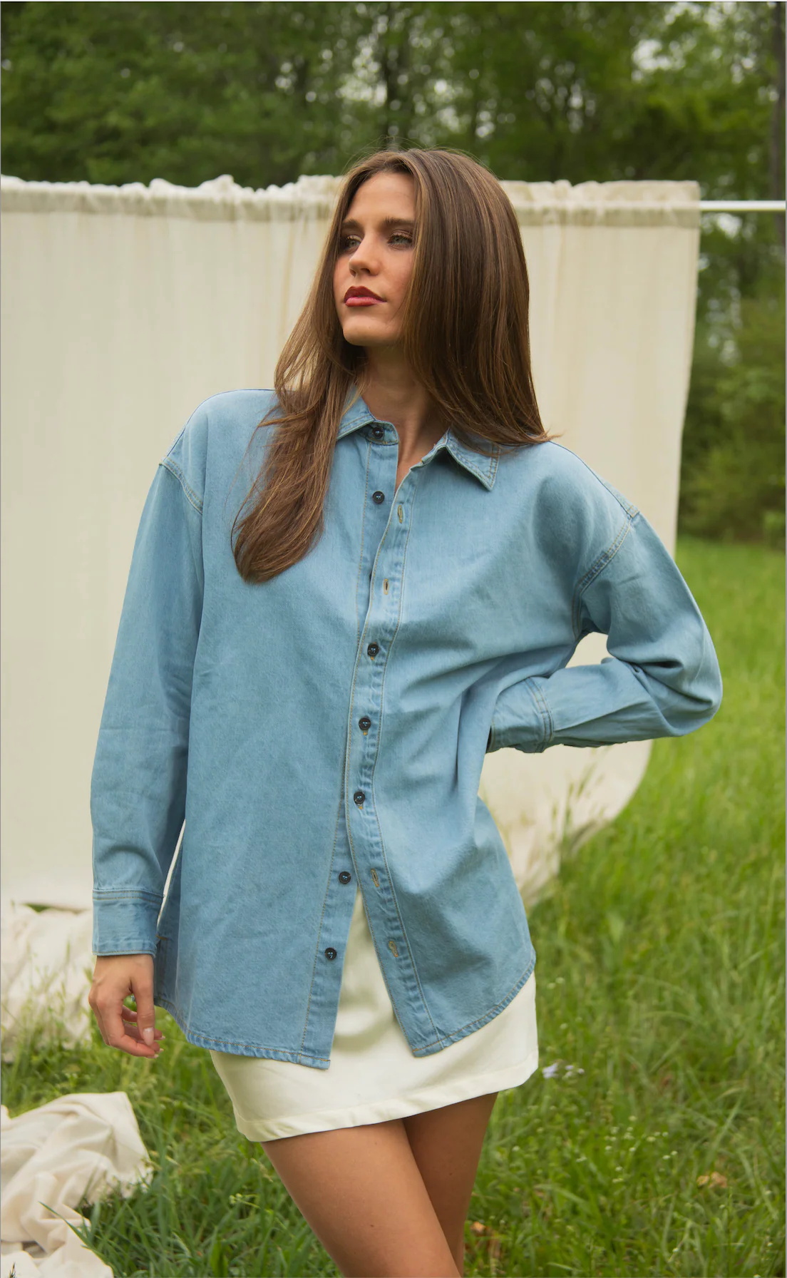 walk right in denim button up - Image 3