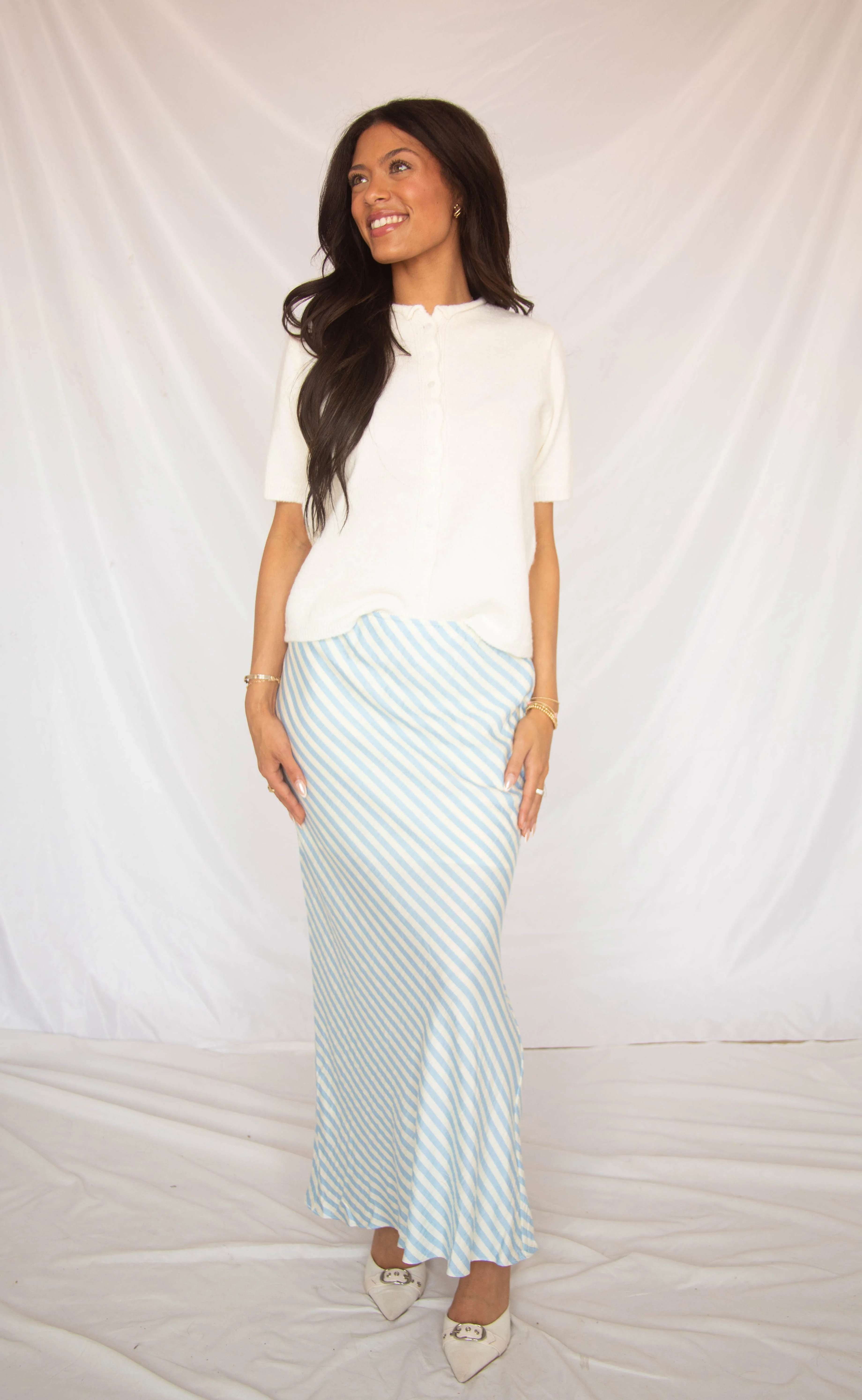 what do you say striped maxi skirt
