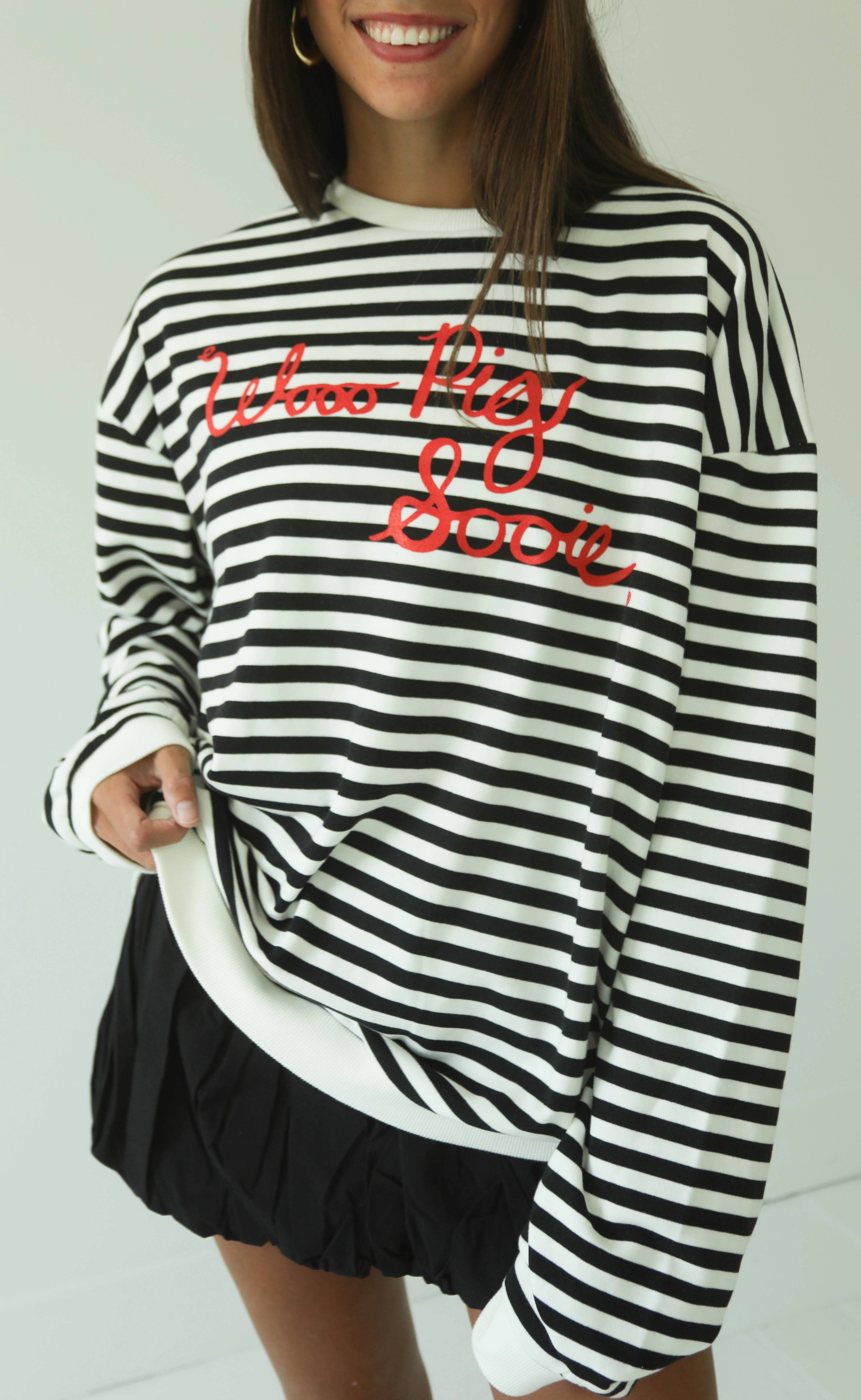 wooo pig sooie stripe sweatshirt - black - Image 2