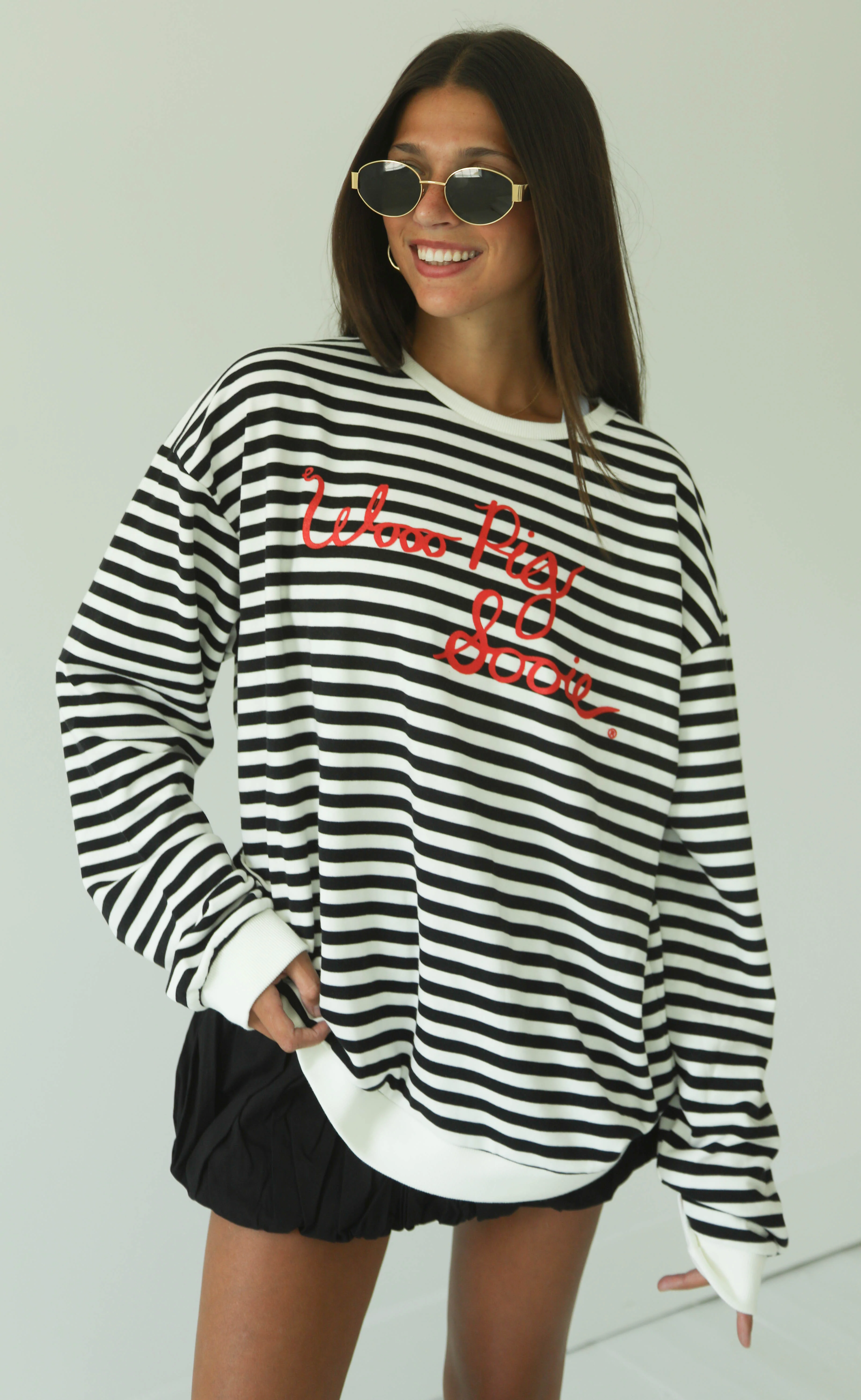 wooo pig sooie stripe sweatshirt - black - Image 3