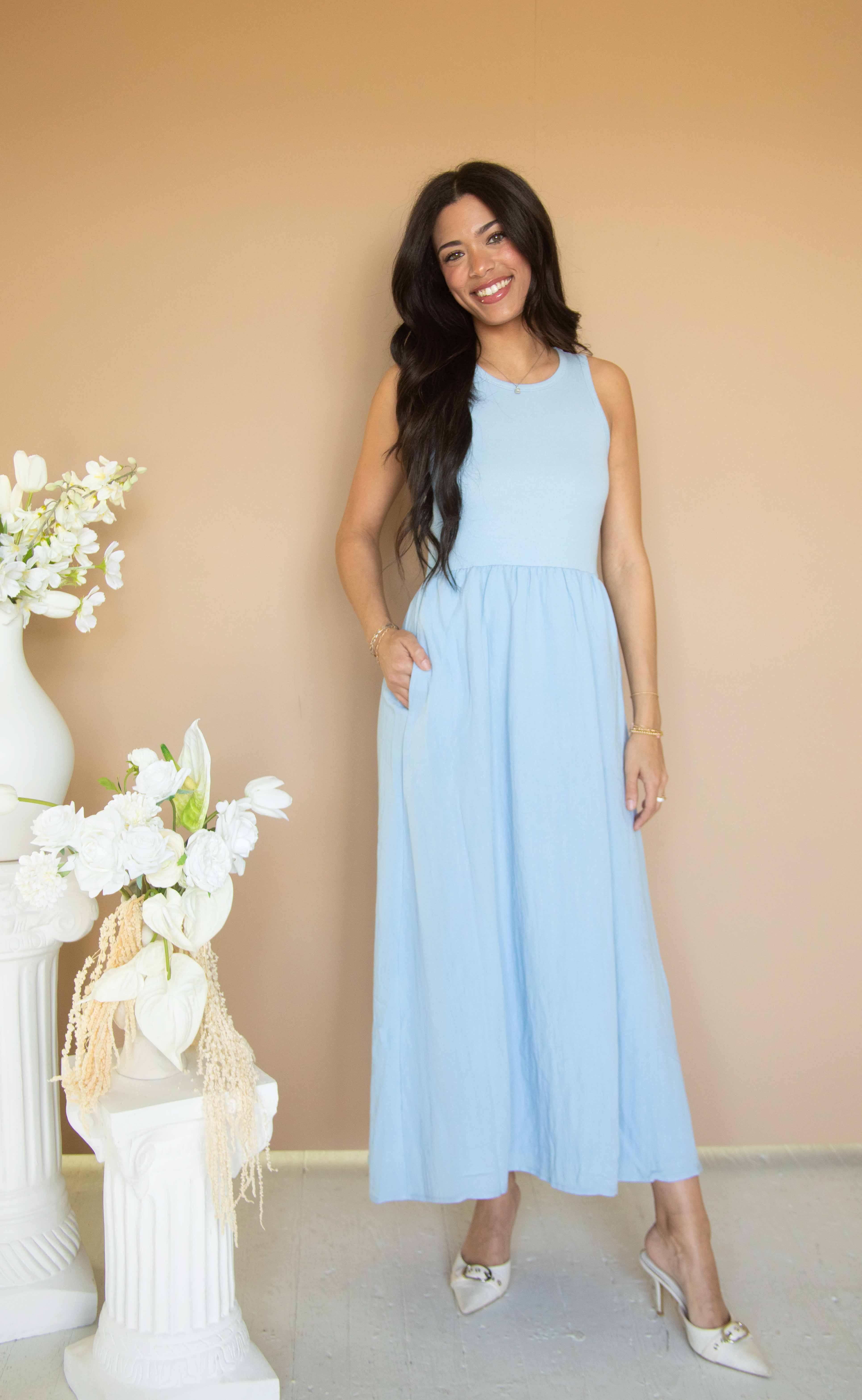 z supply: charlotte midi dress - blue light