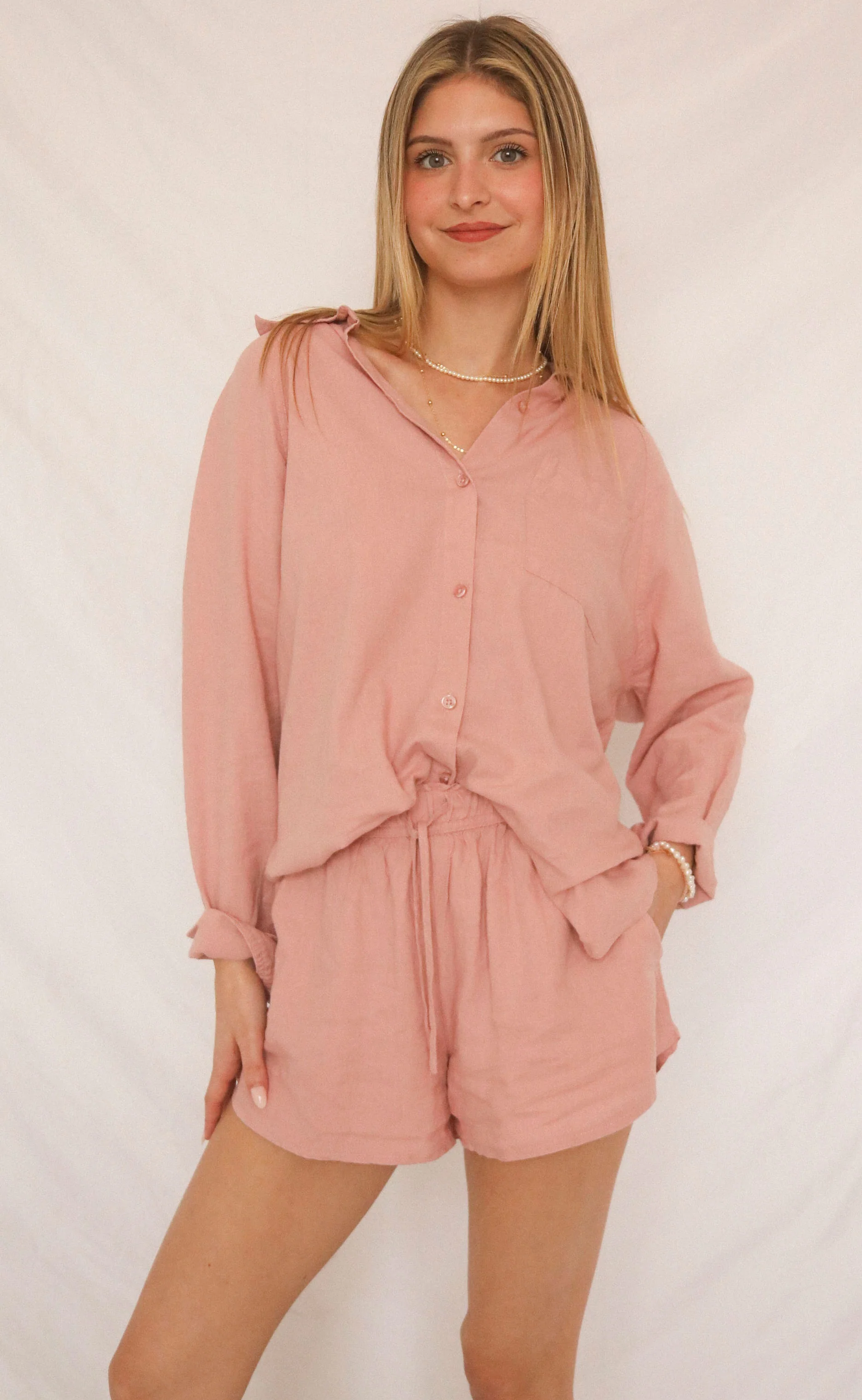 z supply: the perfect linen short - pink smoke - Image 2